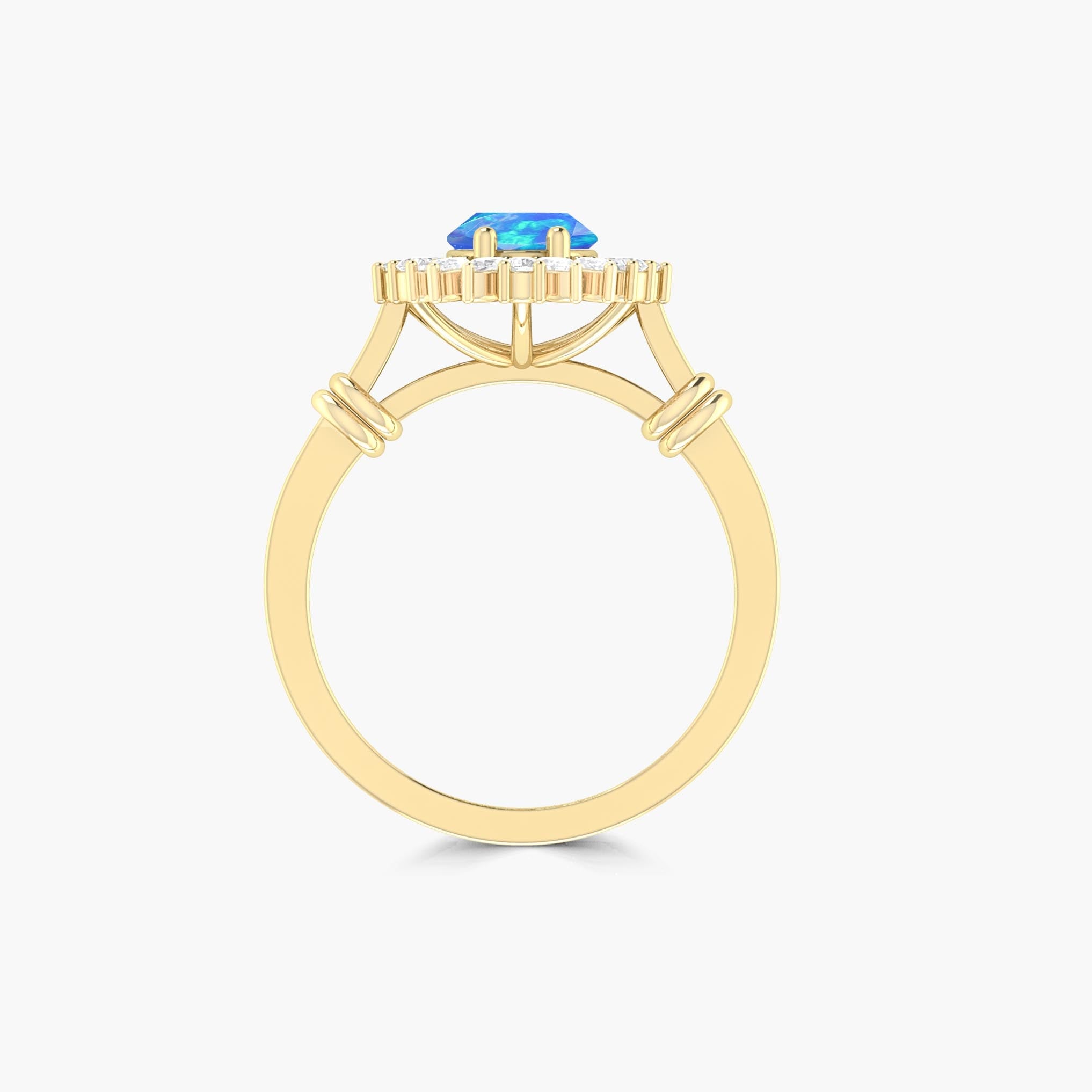 Stunning blue fire opal with Sparkle Cubic Zirconia Statement ring - Goodstone Jewels