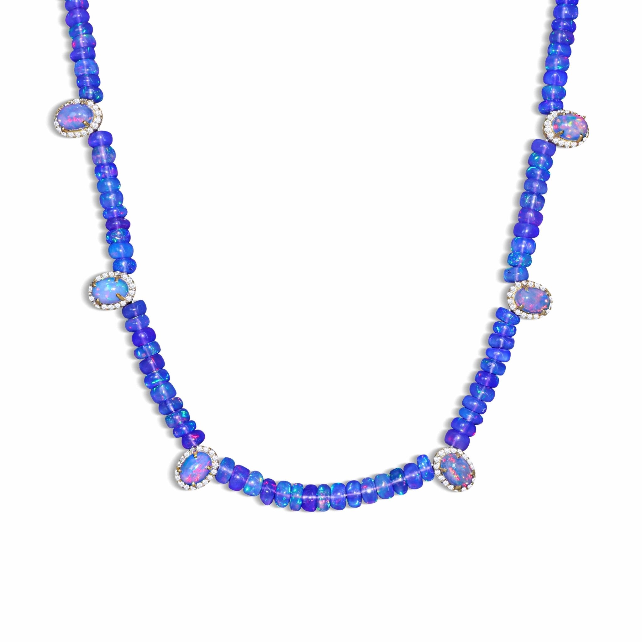 The Designer Lavender Opal Beads With White Zircon Necklace - Goodstone Jewels