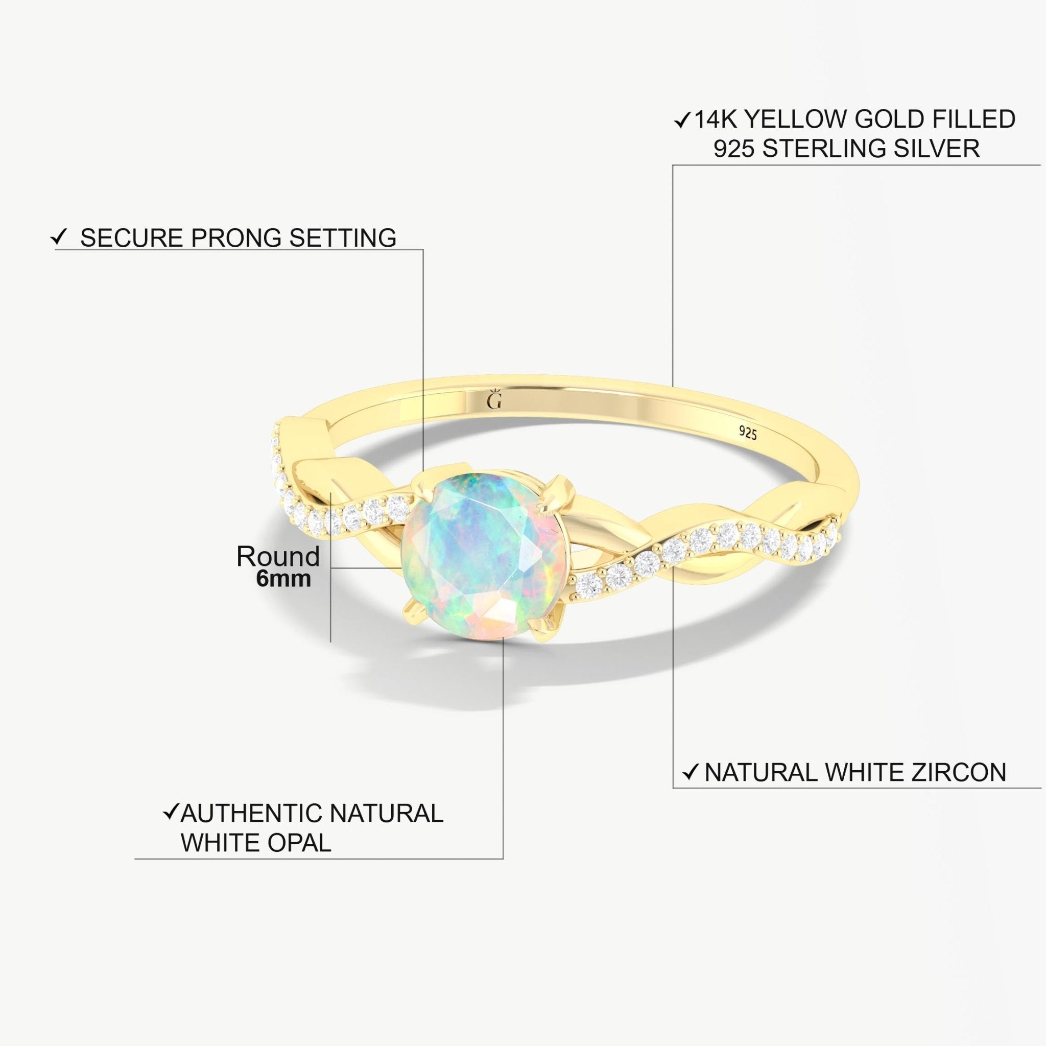 Tiny round Black fire Ethiopian opal Engagement ring - Goodstone Jewels