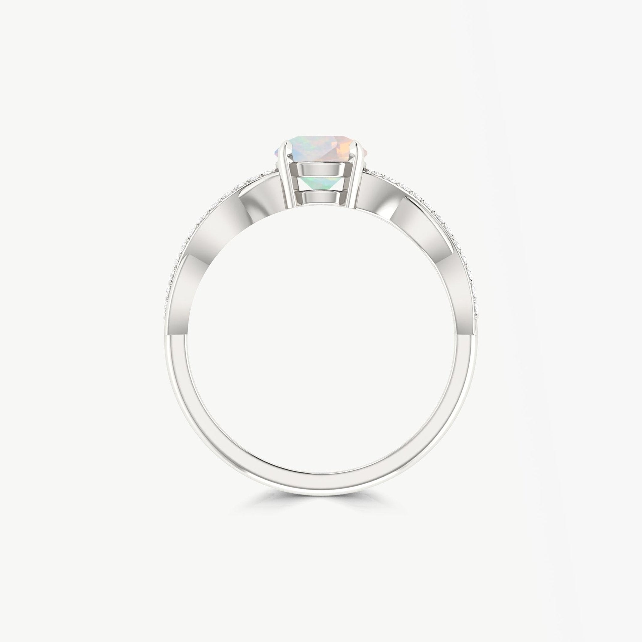 Tiny round Black fire Ethiopian opal Engagement ring - Goodstone Jewels