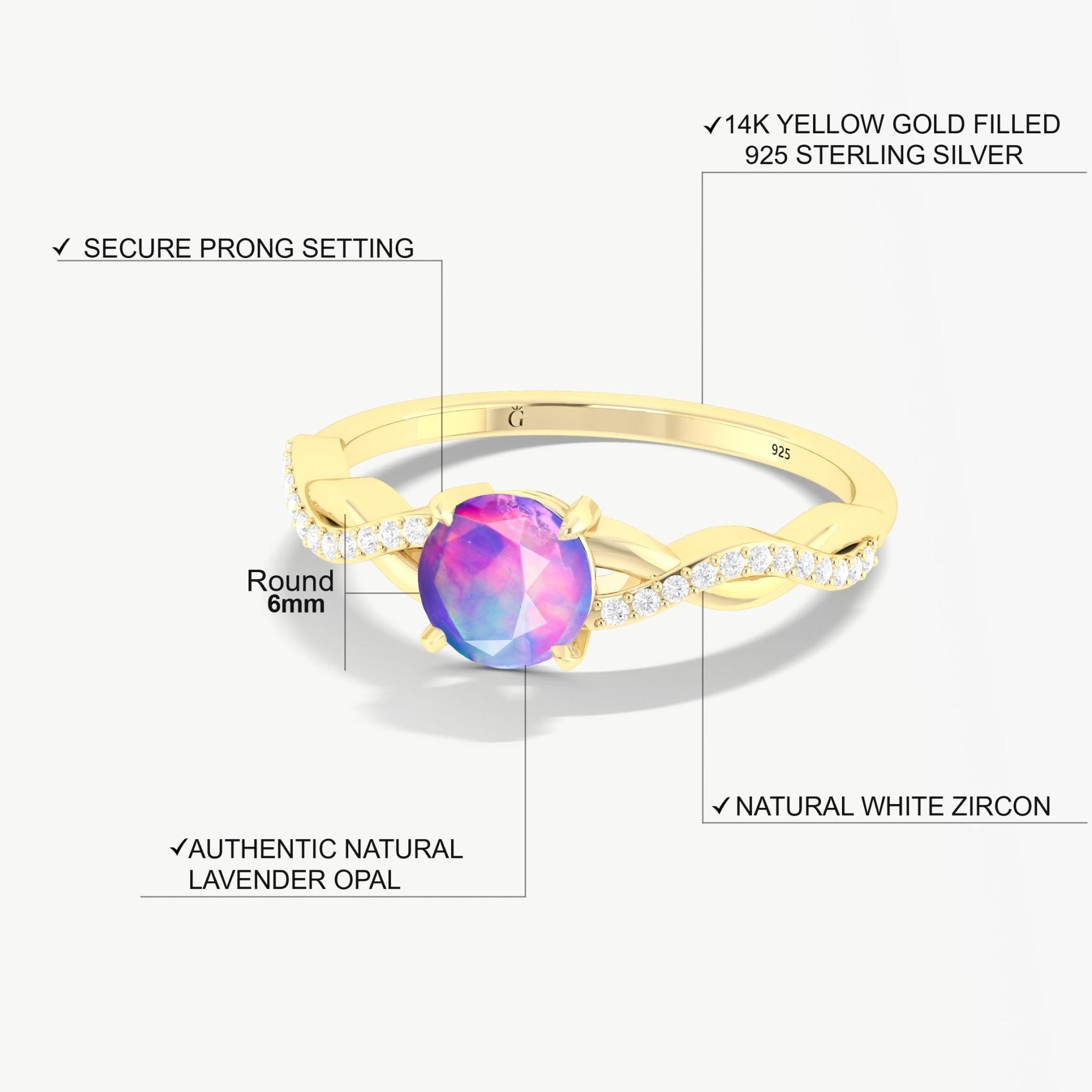 Tiny round Black fire Ethiopian opal Engagement ring - Goodstone Jewels