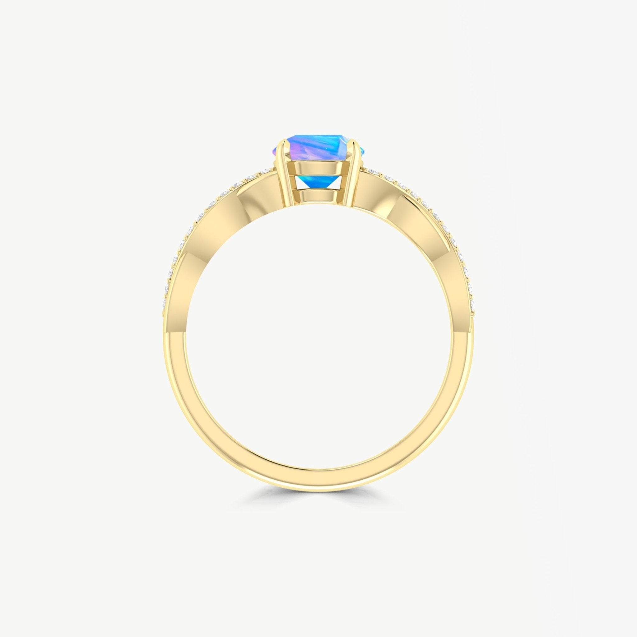Tiny round Black fire Ethiopian opal Engagement ring - Goodstone Jewels