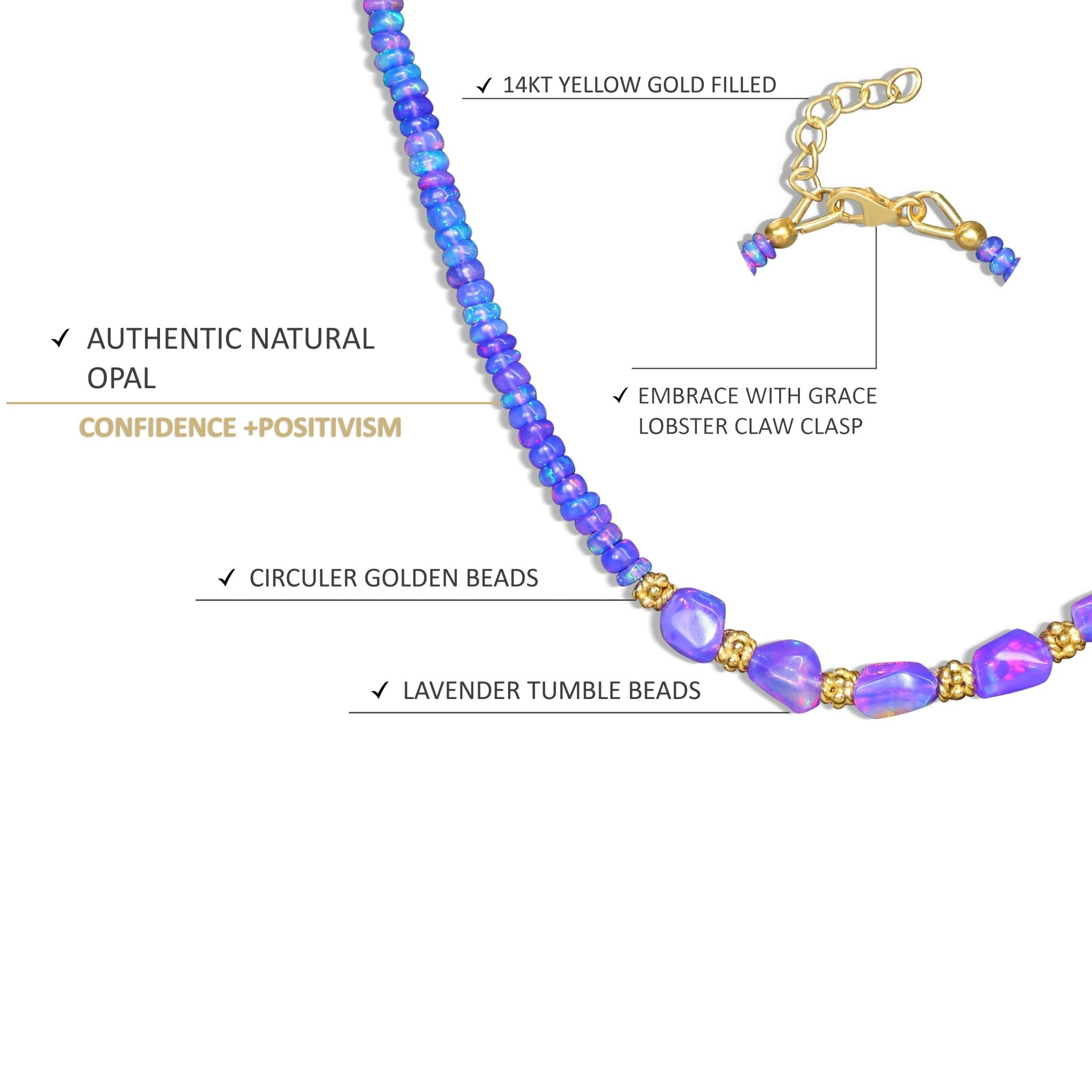 Tumble With Beaded Necklace Natural Lavender Opal - Goodstone Jewels