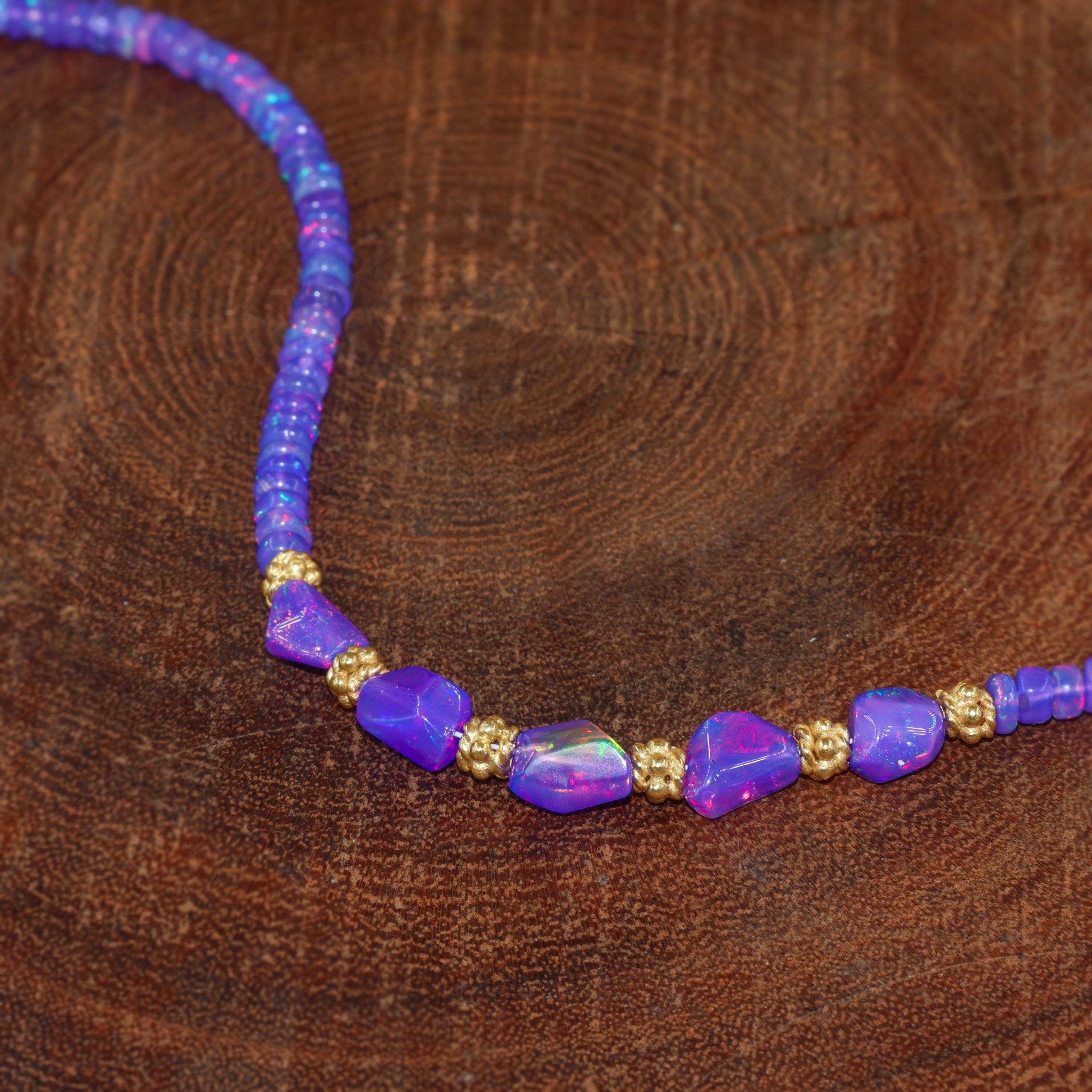Tumble With Beaded Necklace Natural Lavender Opal - Goodstone Jewels