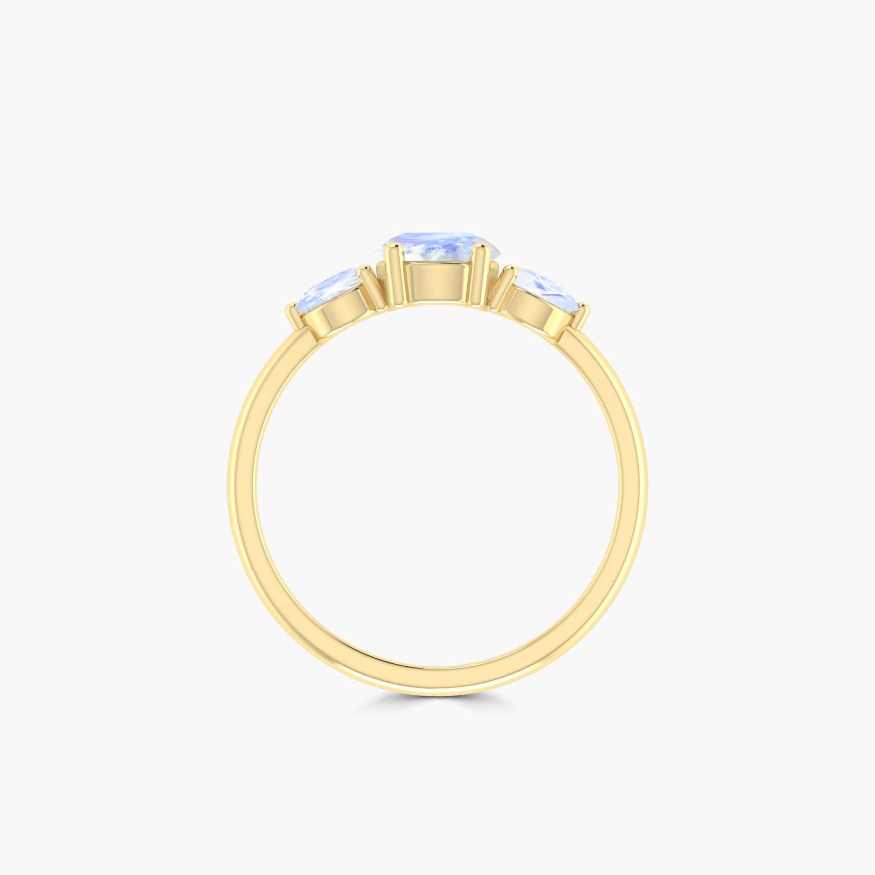 Vintage moonstone Beautiful round shape 3 stones ring - Goodstone Jewels