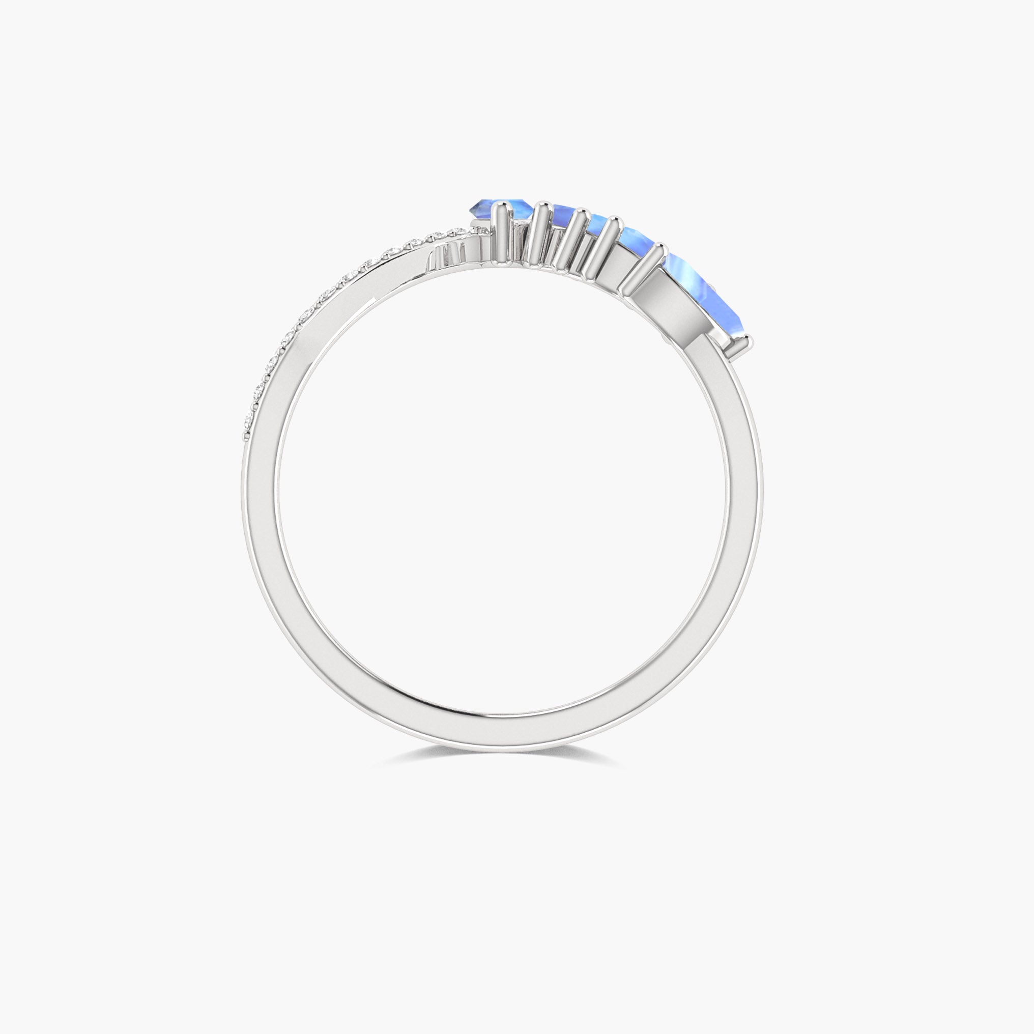 Vintage white rainbow moonstone Wedding ring - Goodstone Jewels