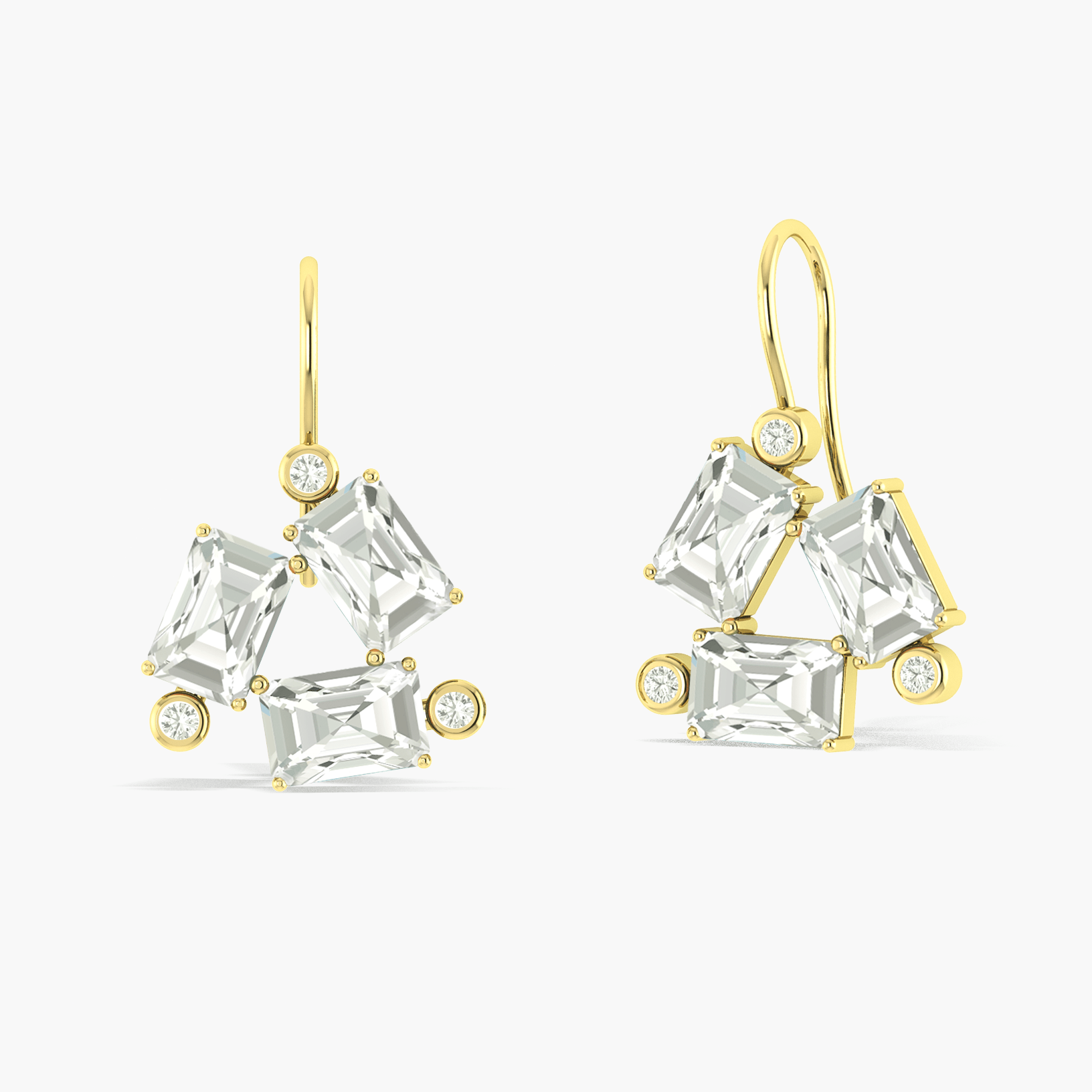 White CZ Octogon Stone Dangle Earrings - Goodstone Jewels
