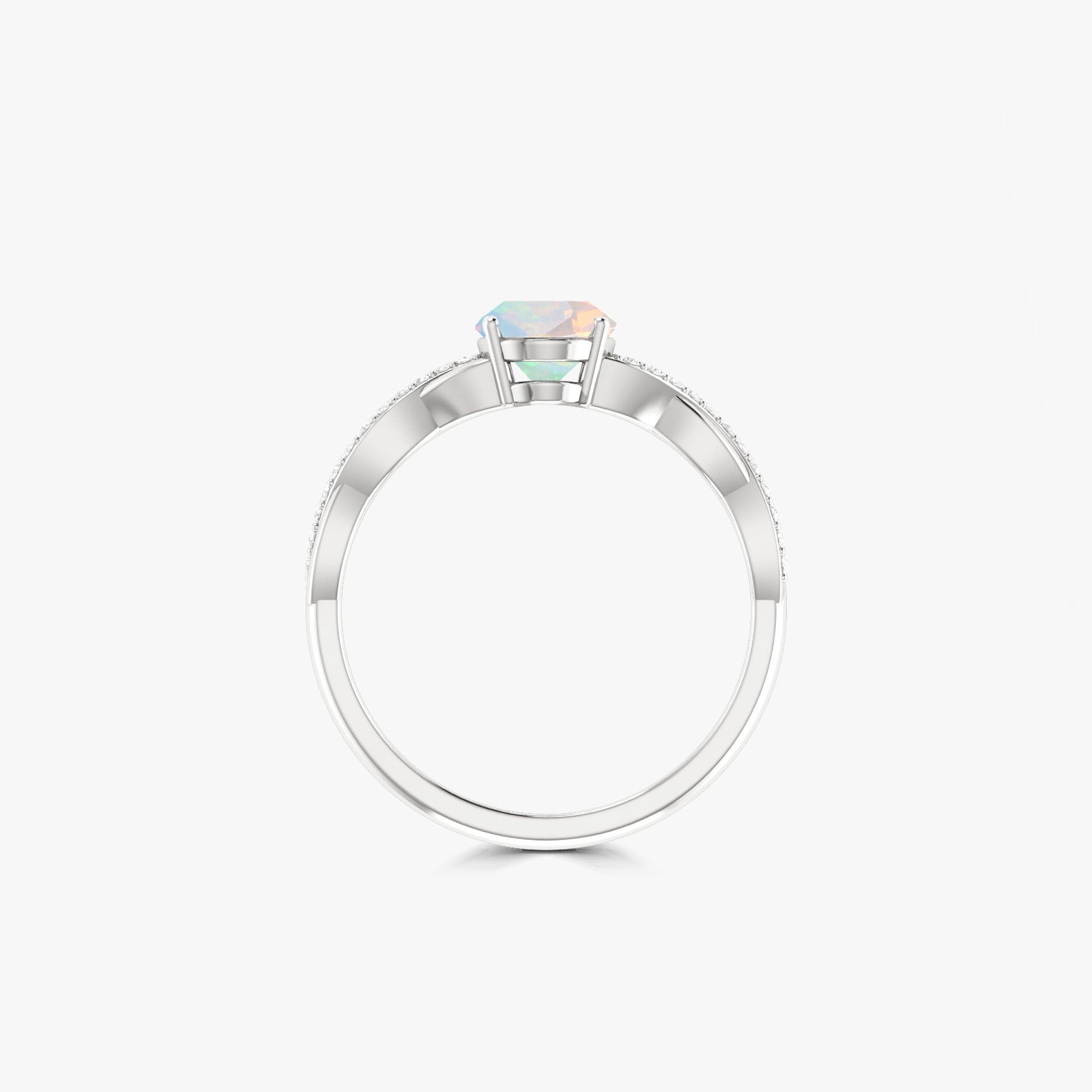 White Ethiopian fire opal wedding gold ring for women - Goodstone Jewels