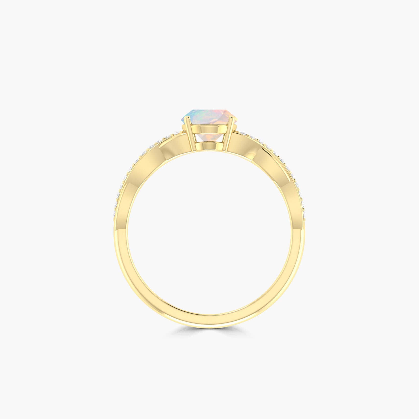 White Ethiopian fire opal wedding gold ring for women - Goodstone Jewels