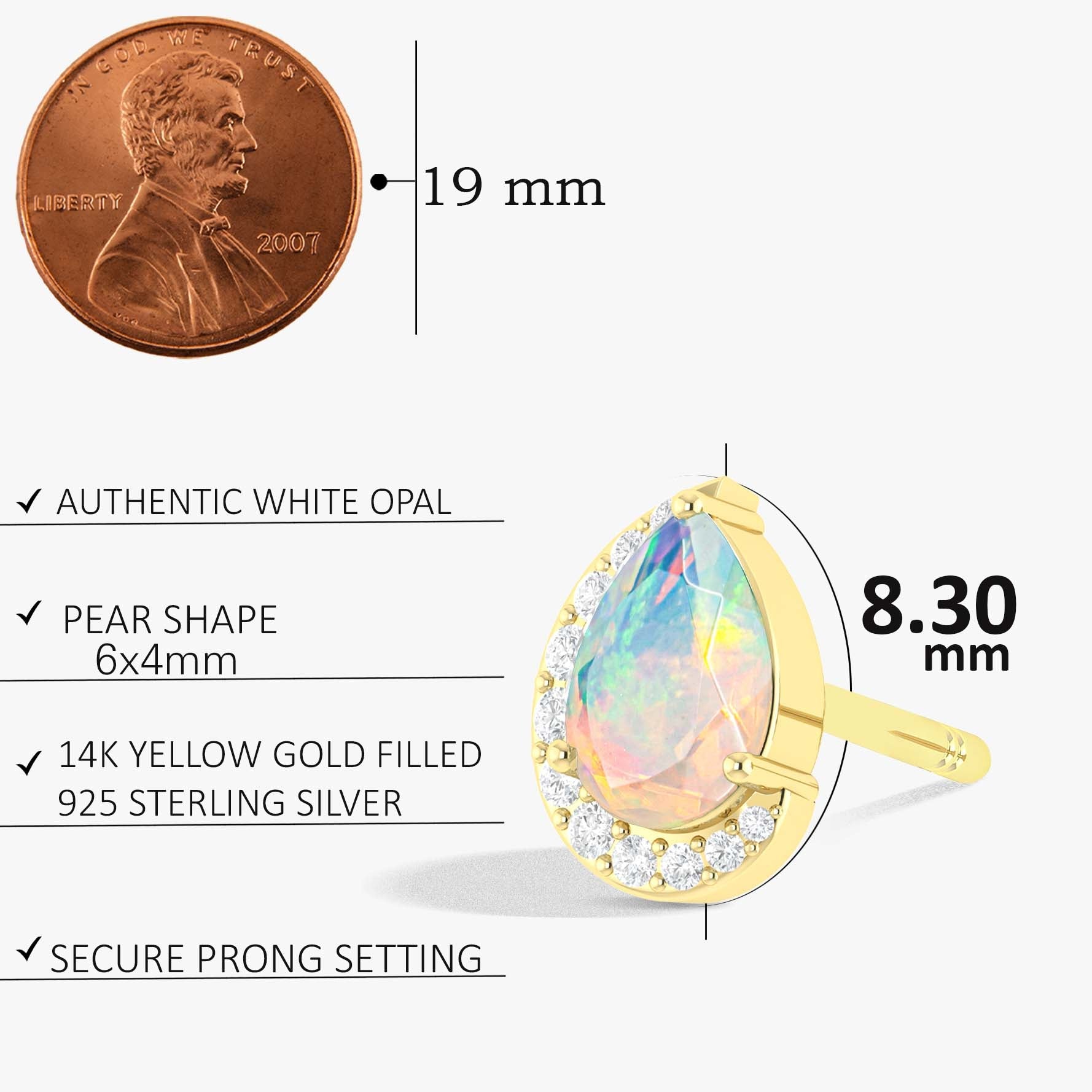 White Ethiopian Opal Pear Design Stud Earring - Goodstone Jewels