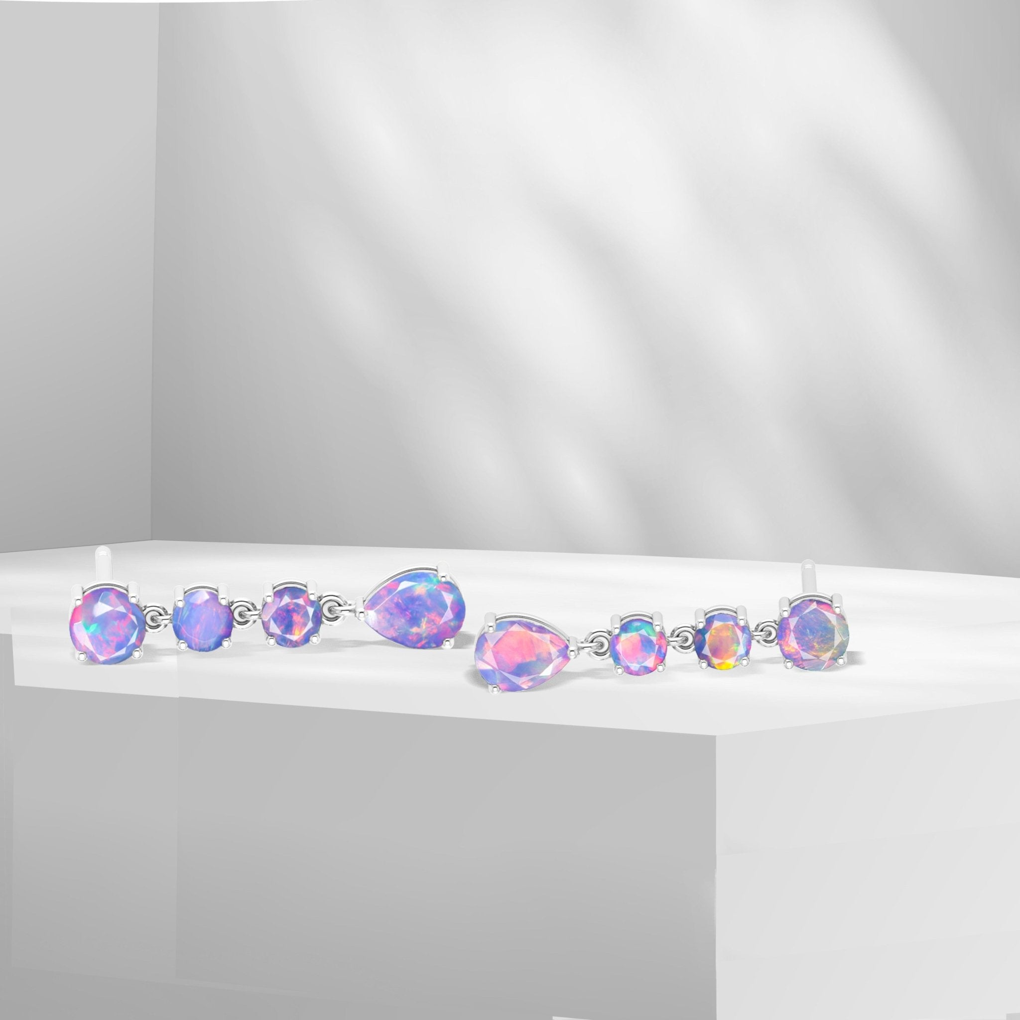 White Fire Opal Stone Stud Earring - Goodstone Jewels