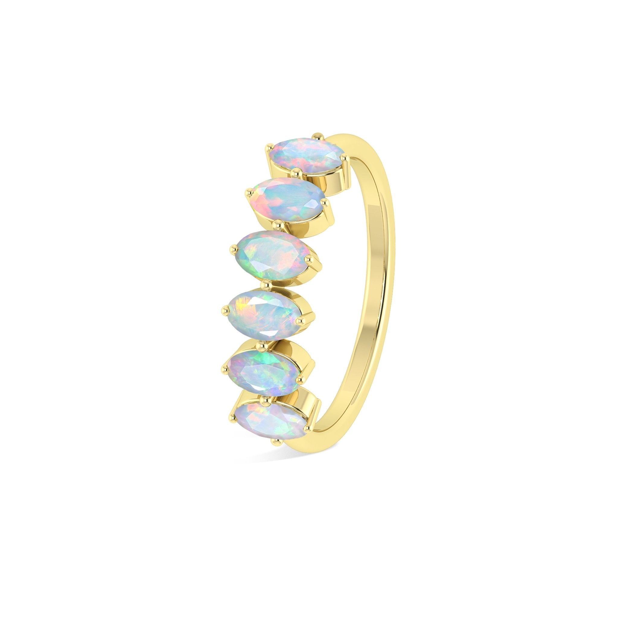White Fire Oval Shape Opal Gemstone Ring - Goodstone Jewels