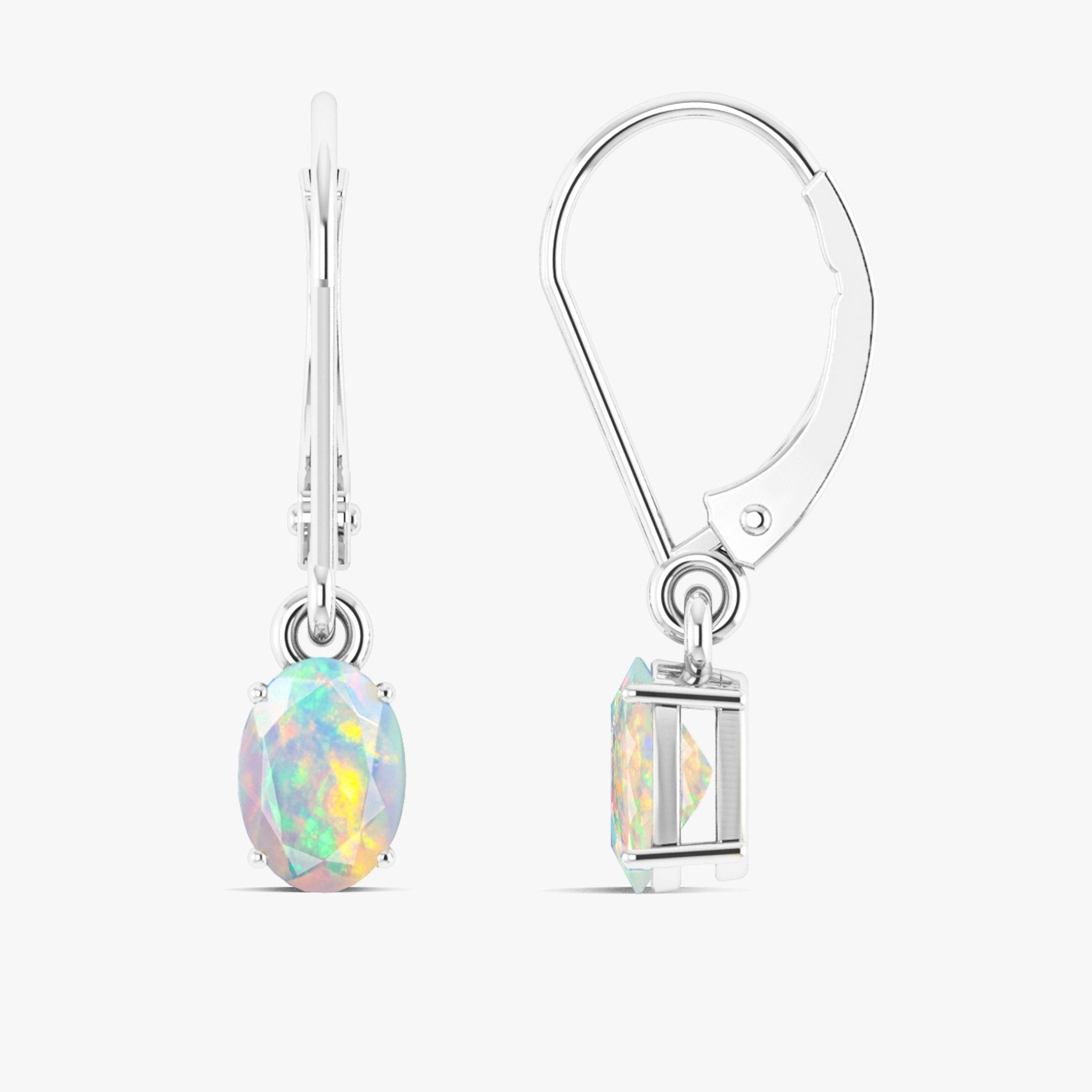 White Multi Fire Opal Gemstone Dangle Earring - Goodstone Jewels