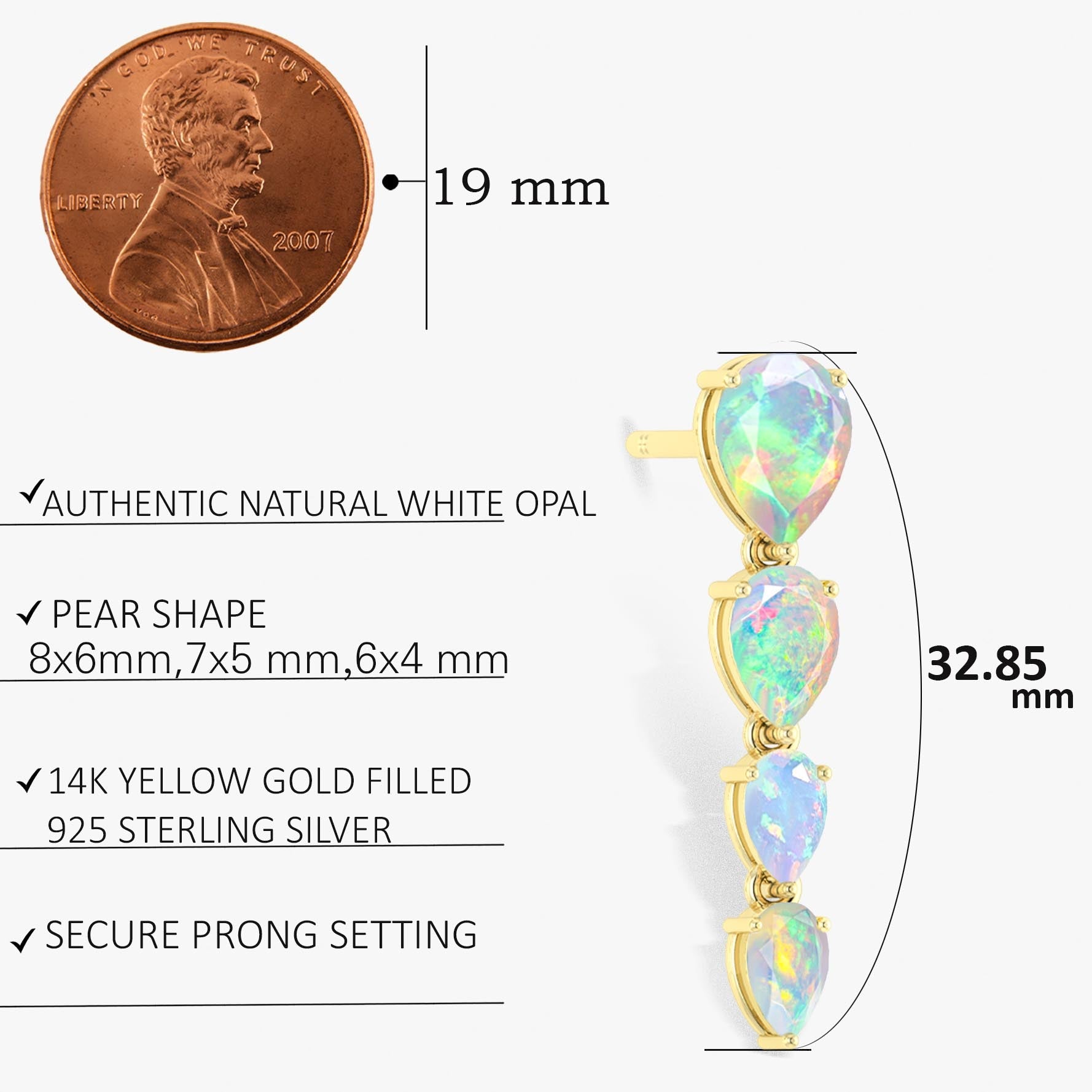 White Multifire Opal Pear Drop Earrings - Goodstone Jewels