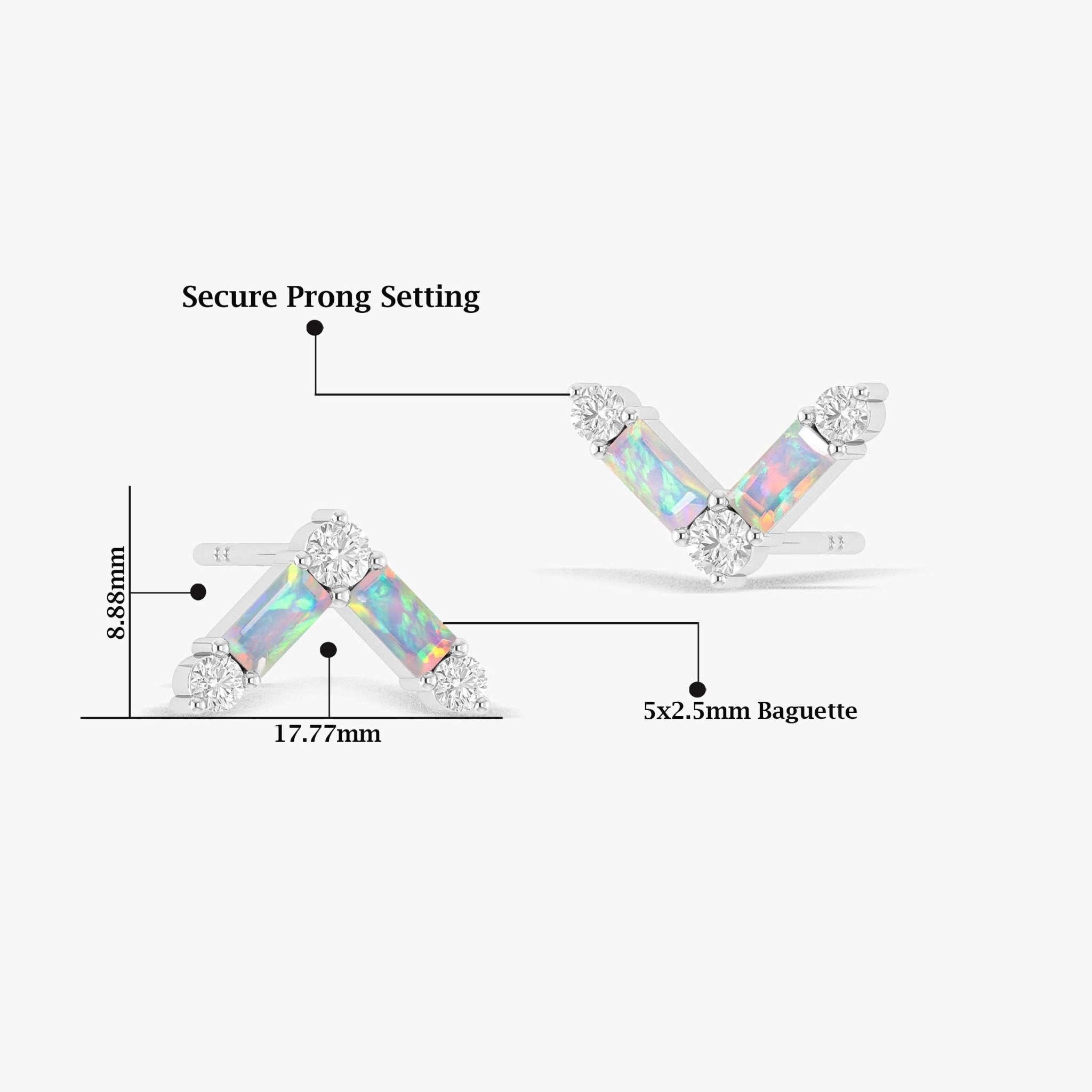 White Opal AV Style Stud Earring - Goodstone Jewels