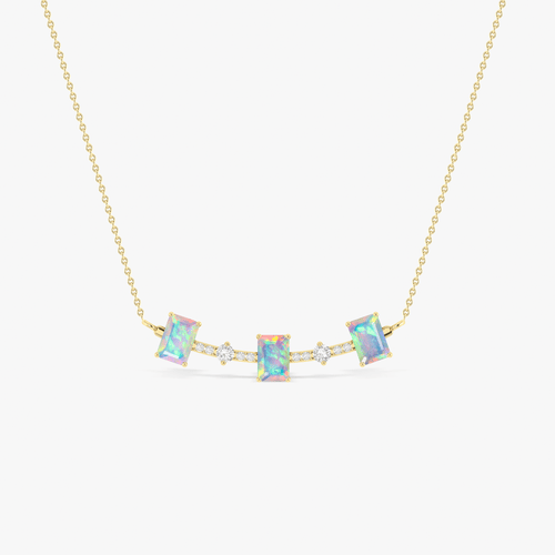 White Opal Baguette Gemstone Bar Pendant