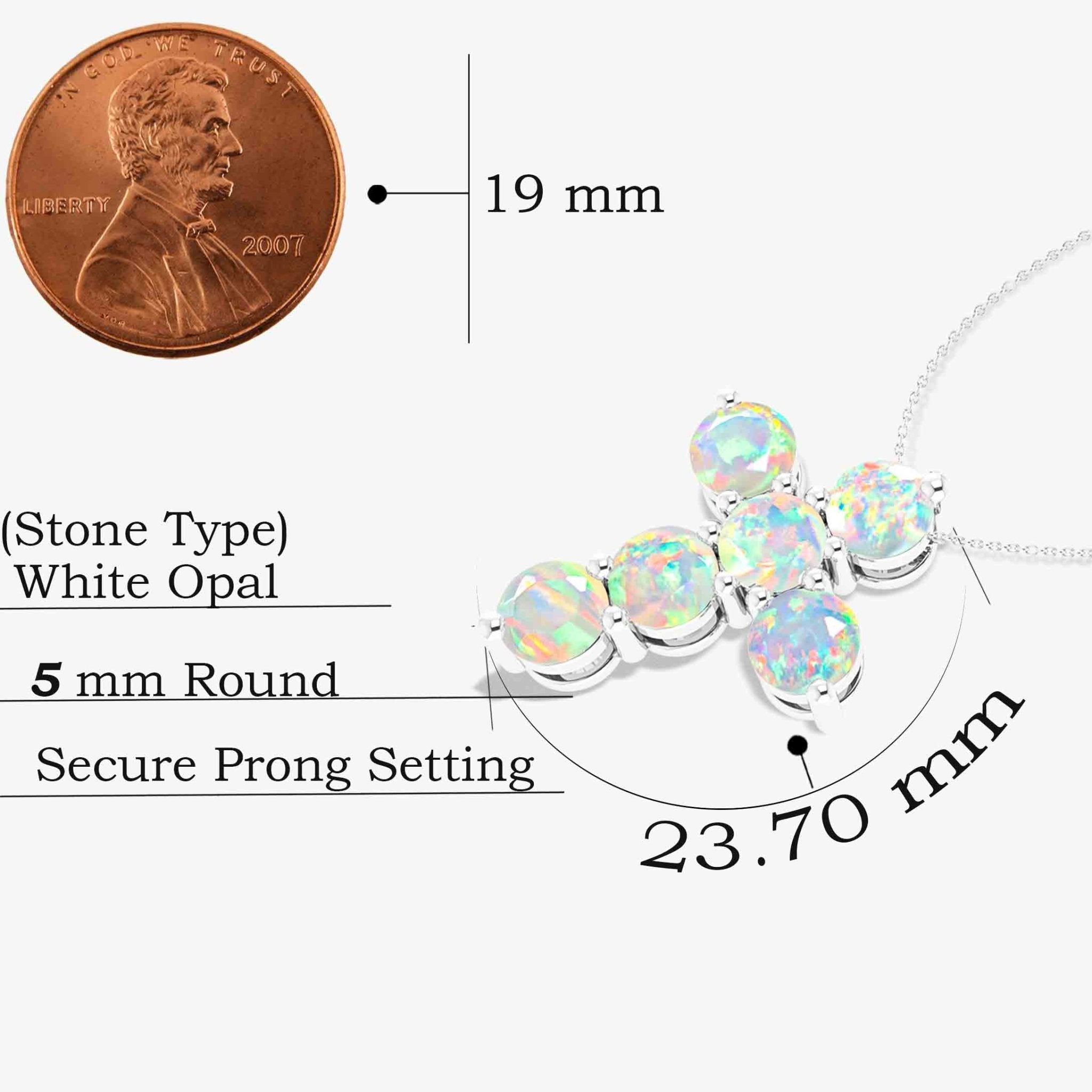 White Opal Gemstone Cross Pendant - Goodstone Jewels