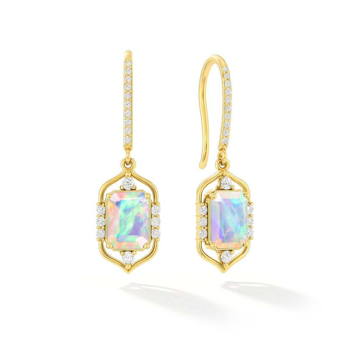 White Opal Gemstone Drop and Dangle Earrings - Goodstone Jewels