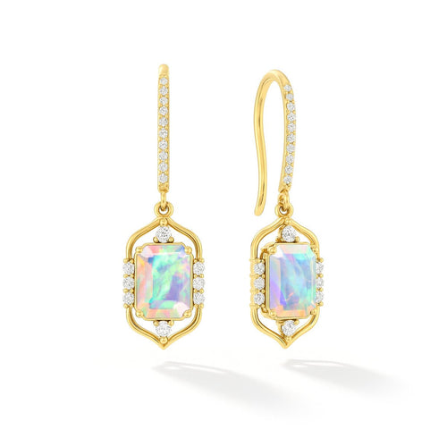 Sterling Silver White Opal Drop Earrings