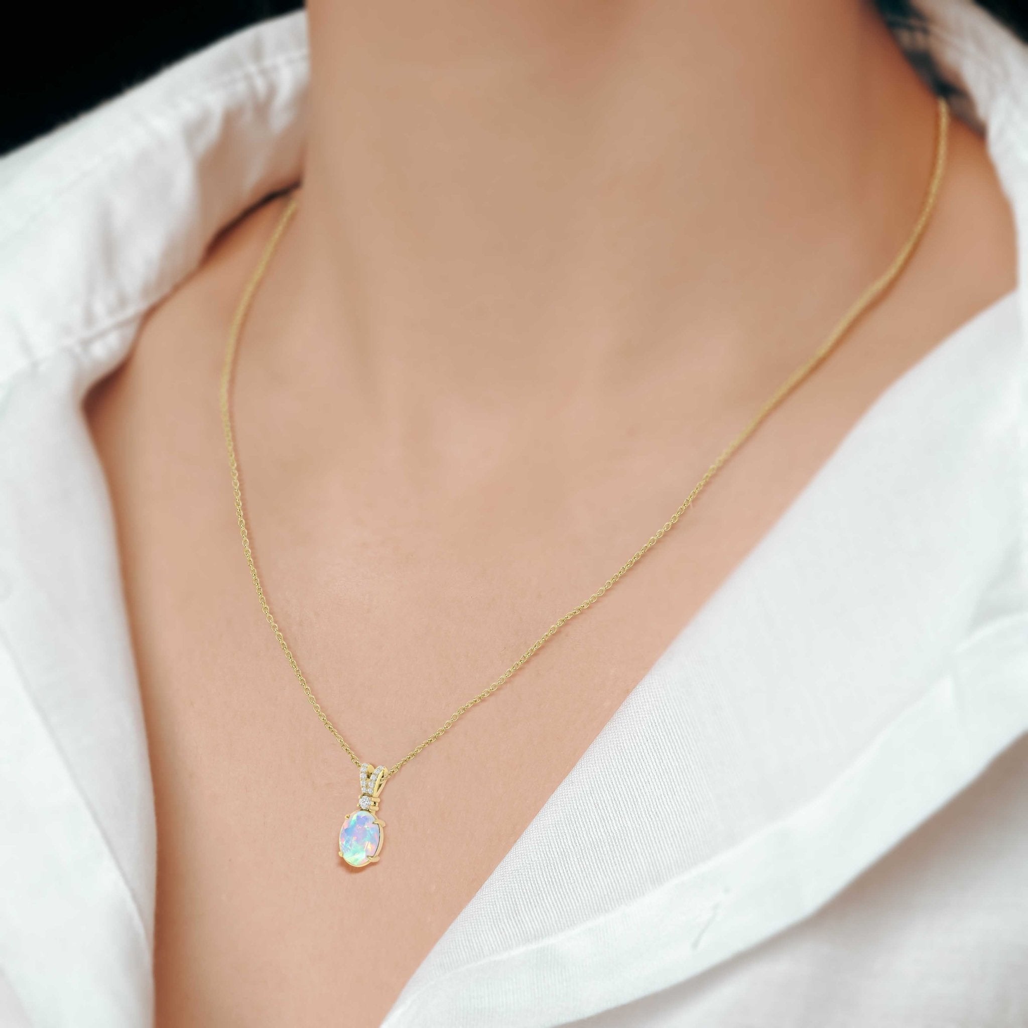 White Opal Gemstone Pendant Necklace - Goodstone Jewels