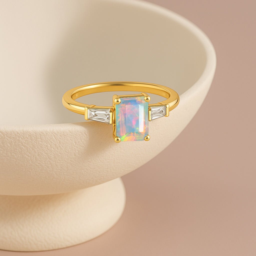 White Opal Hypoallergenic Statement Promise Wedding Ring - Goodstone Jewels