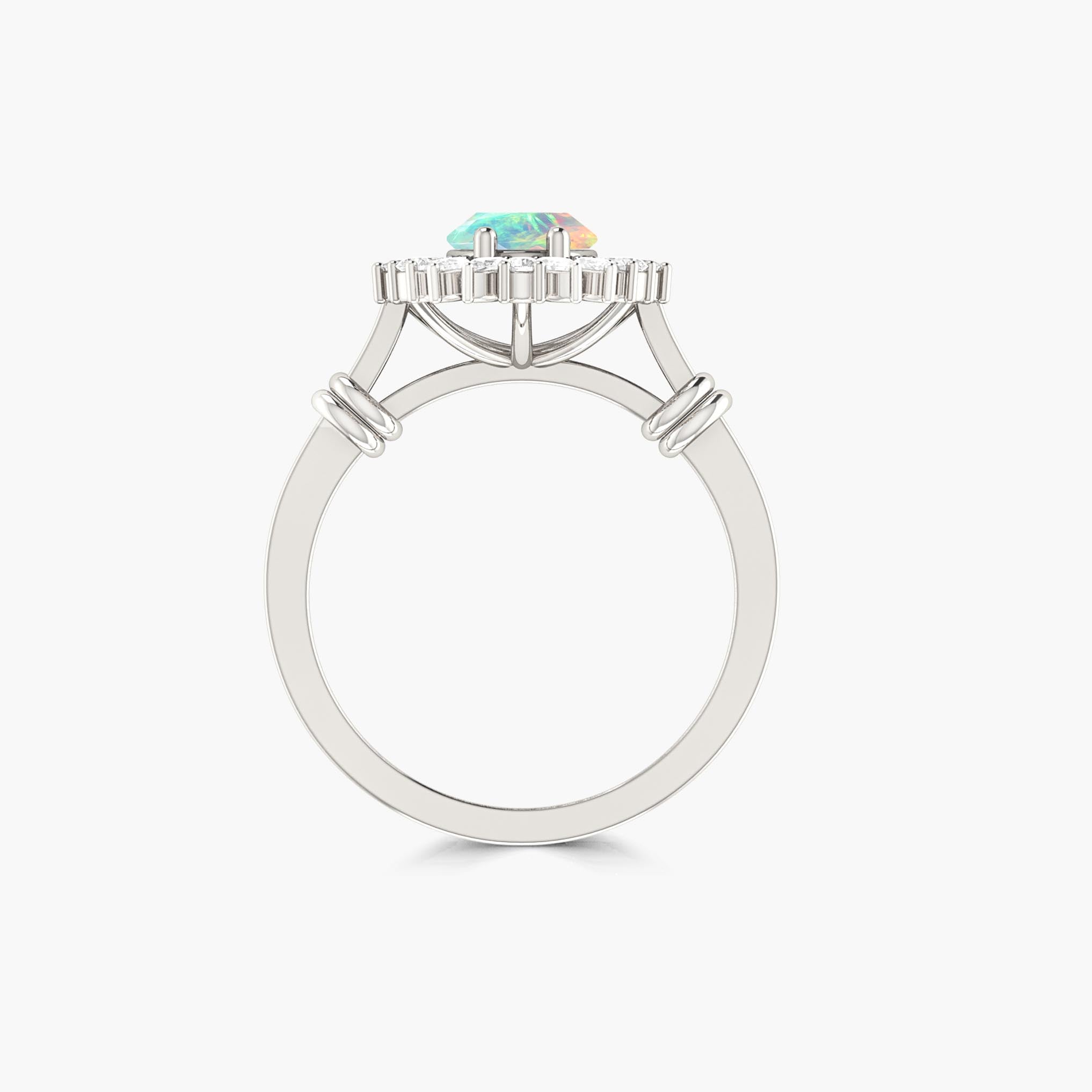 White opal prong sett statement Engagement or purpose ring - Goodstone Jewels