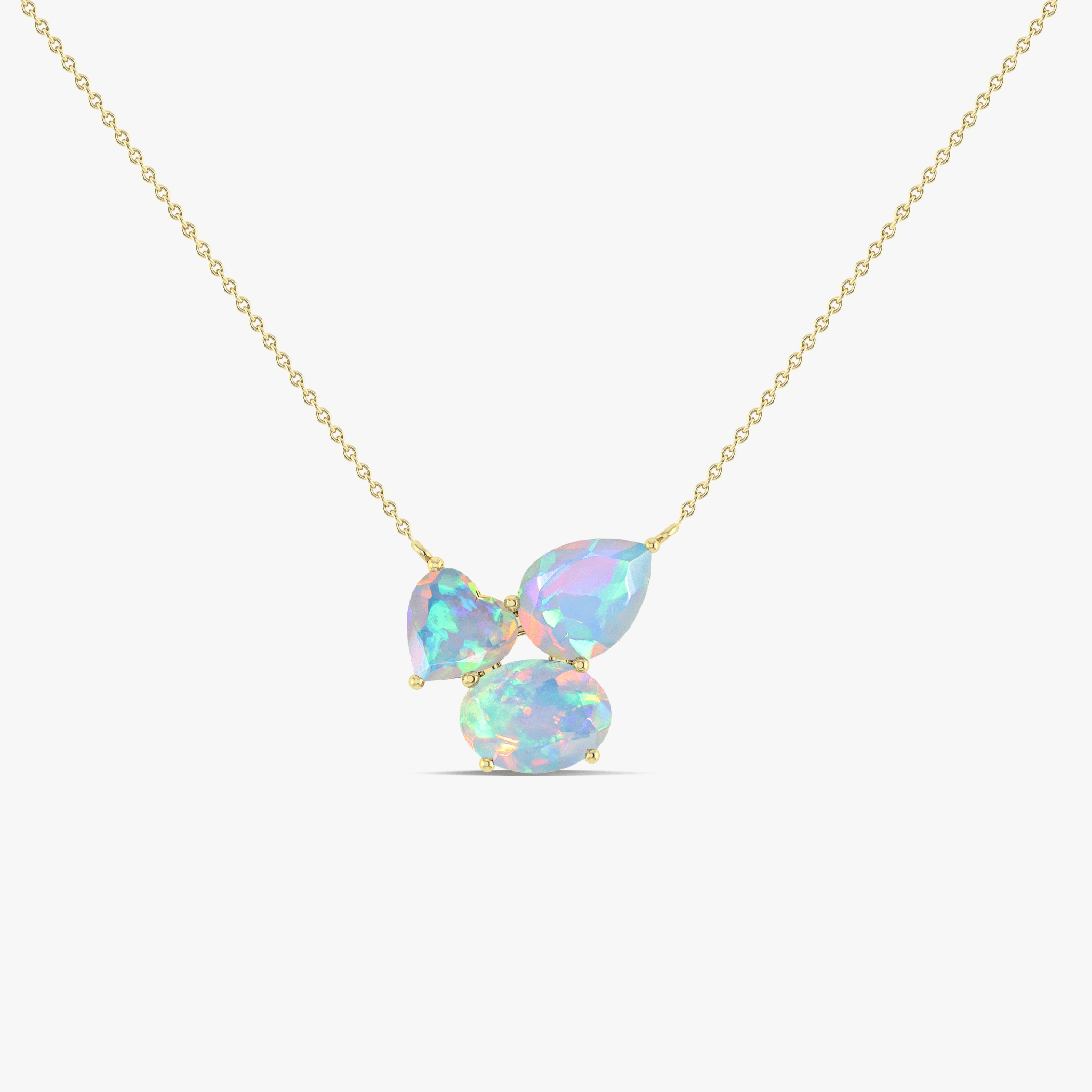 White Opal Necklace Three Stone Pendant Jewelry at Goodstone Jewels