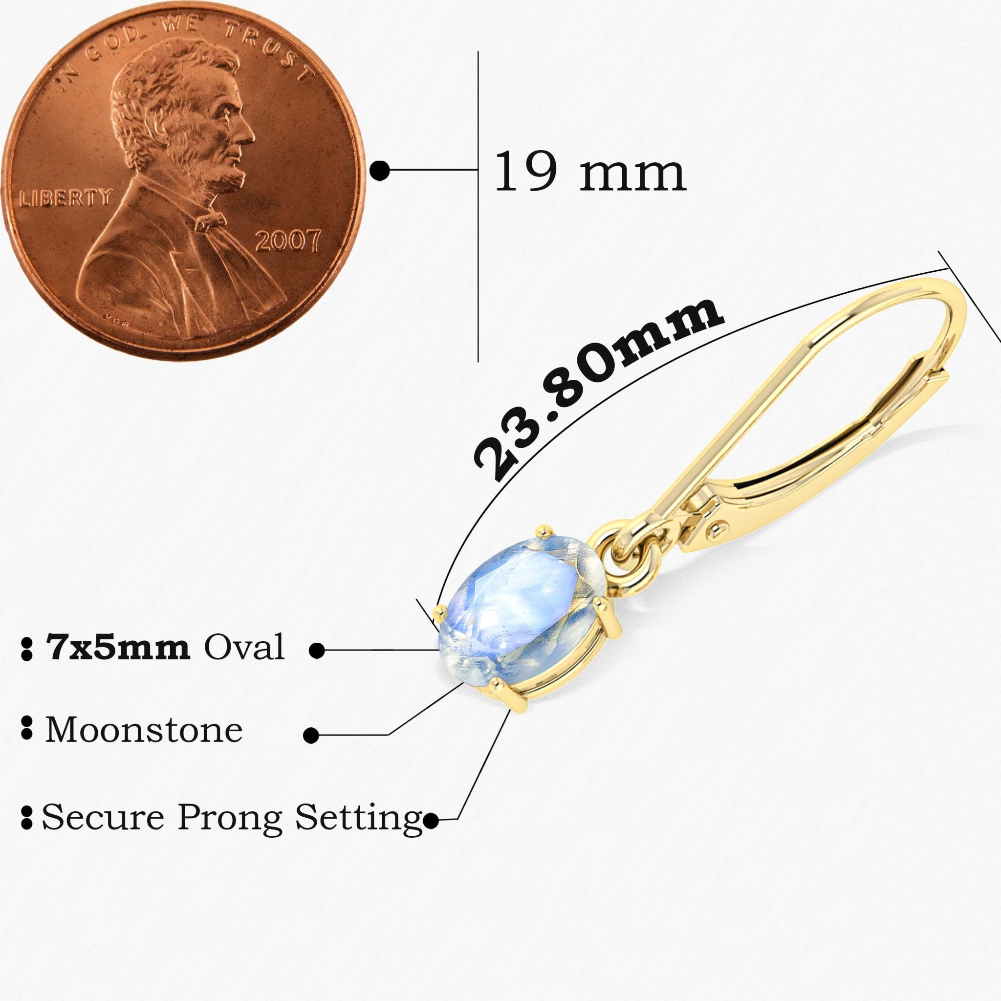 White Rainbow Moonstone Dangle Earring - Goodstone Jewels