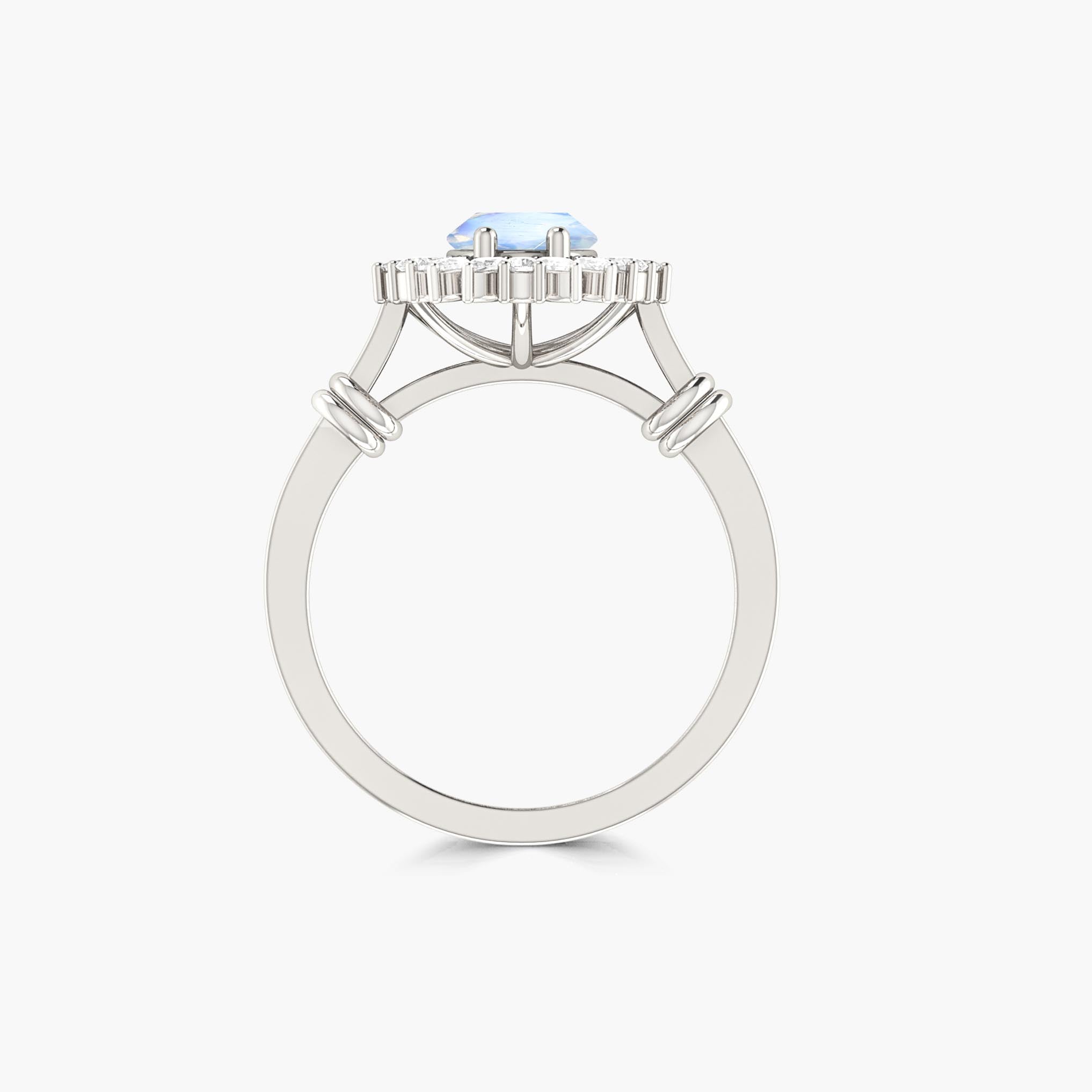 White rainbow moonstone wedding Gold statement ring - Goodstone Jewels