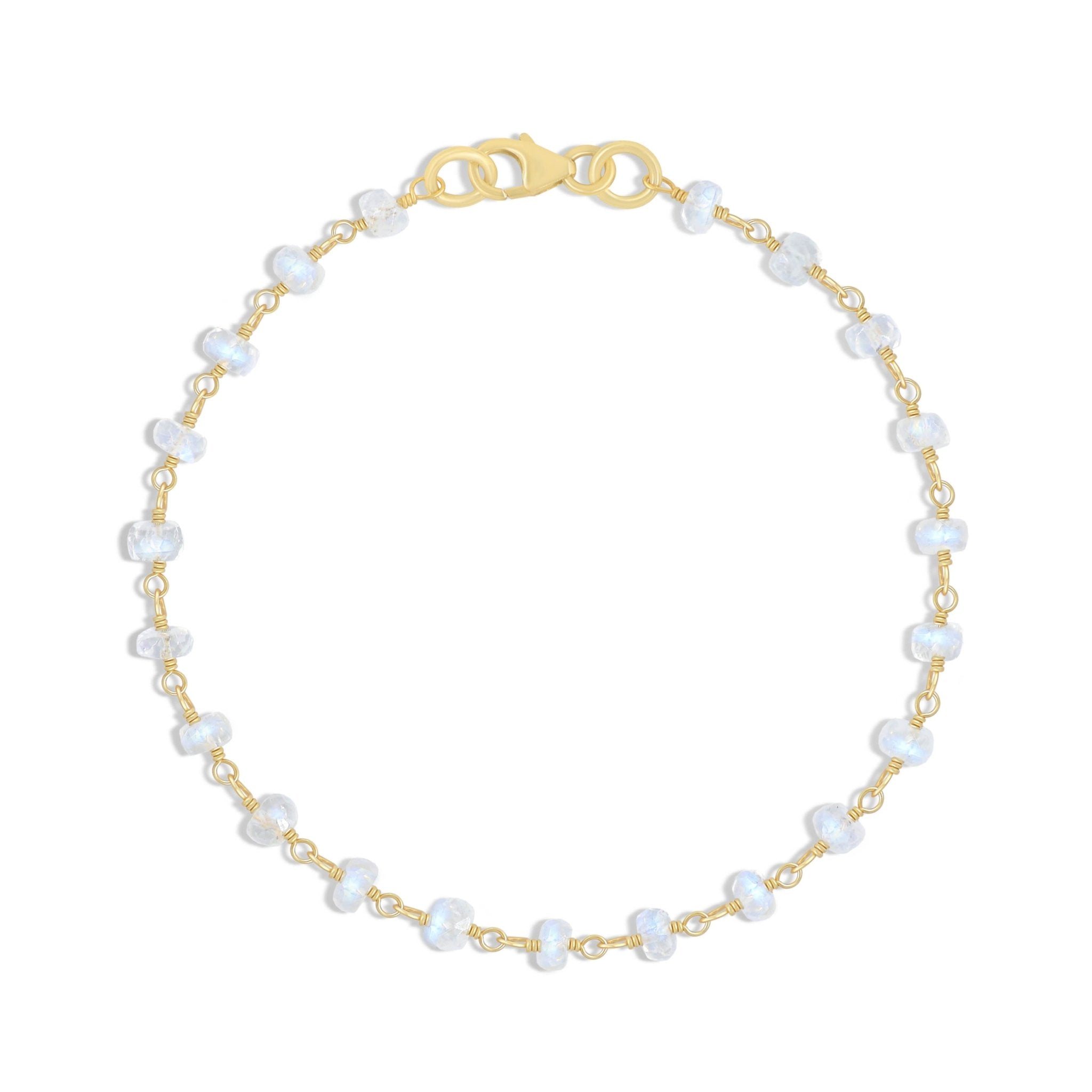 White wrap chain with rainbow moonstone beaded bracelet - Goodstone Jewels
