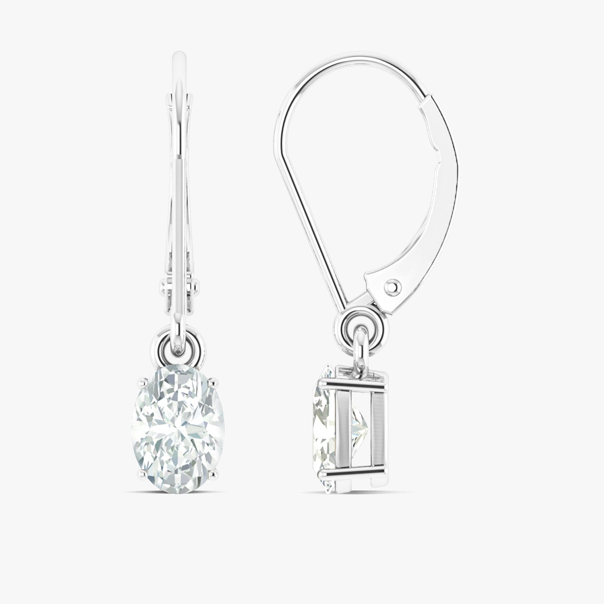 White Zircon Oval Gemstone Dangle Earring - Goodstone Jewels