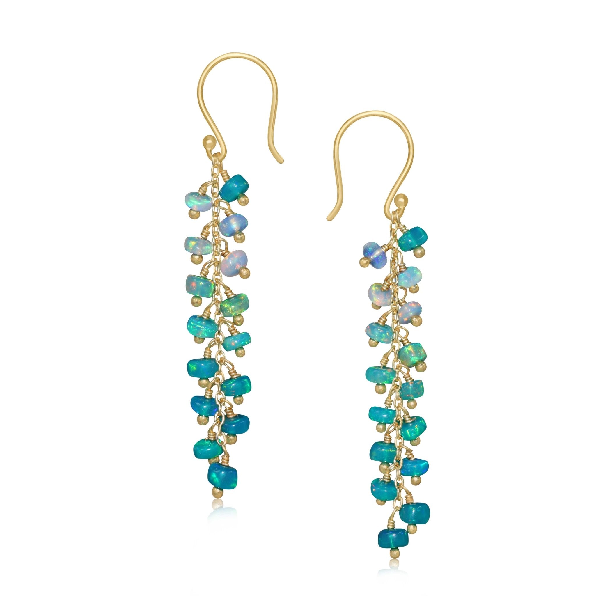 Women's Ethiopian Opal Beaded Dangel drop Earrings - Goodstone Jewels