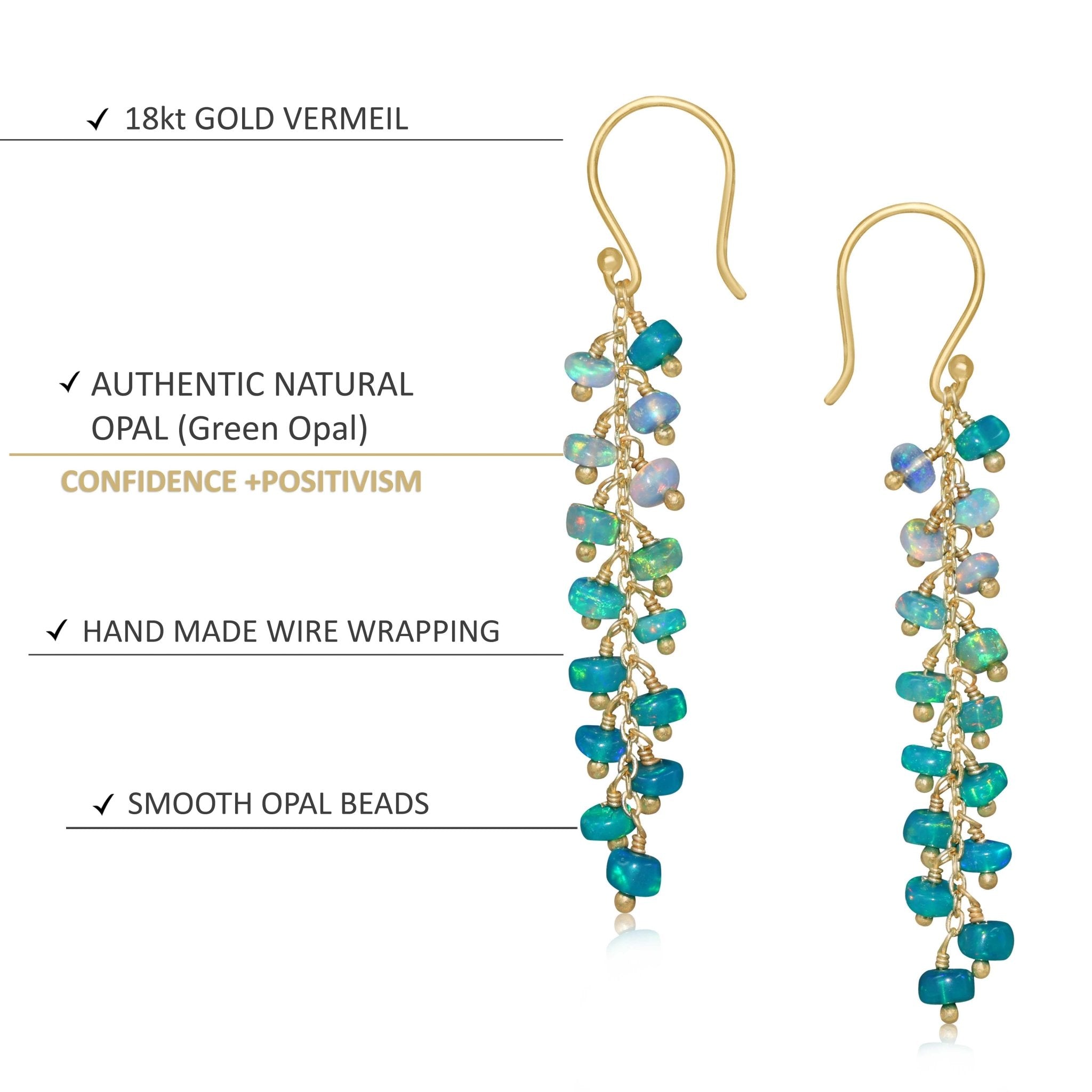 Women's Ethiopian Opal Beaded Dangel drop Earrings - Goodstone Jewels