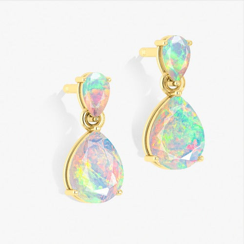 opal stud earrings for sensitive ears in sterling silver