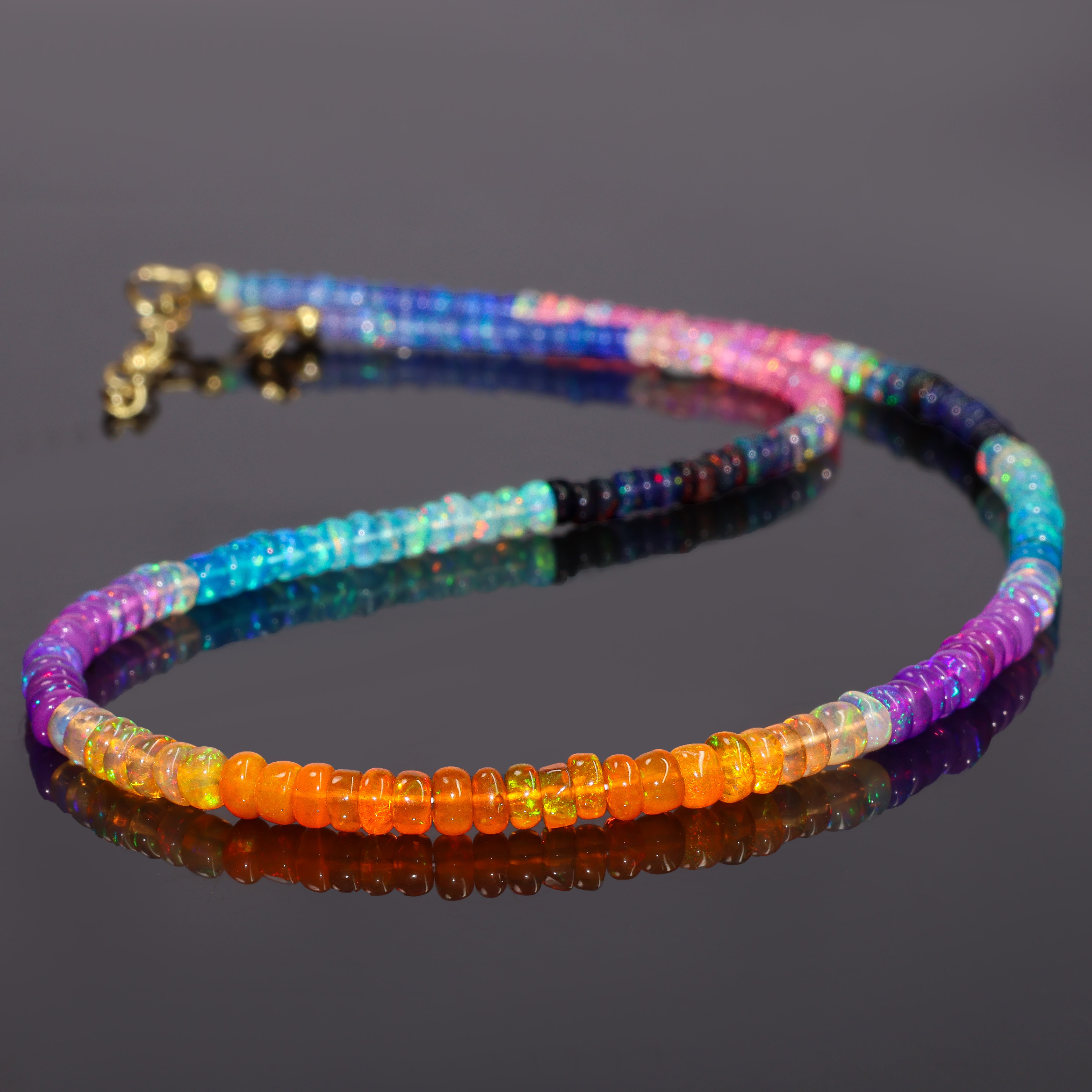 Rainbow Fire Multi Opal Beaded Necklace