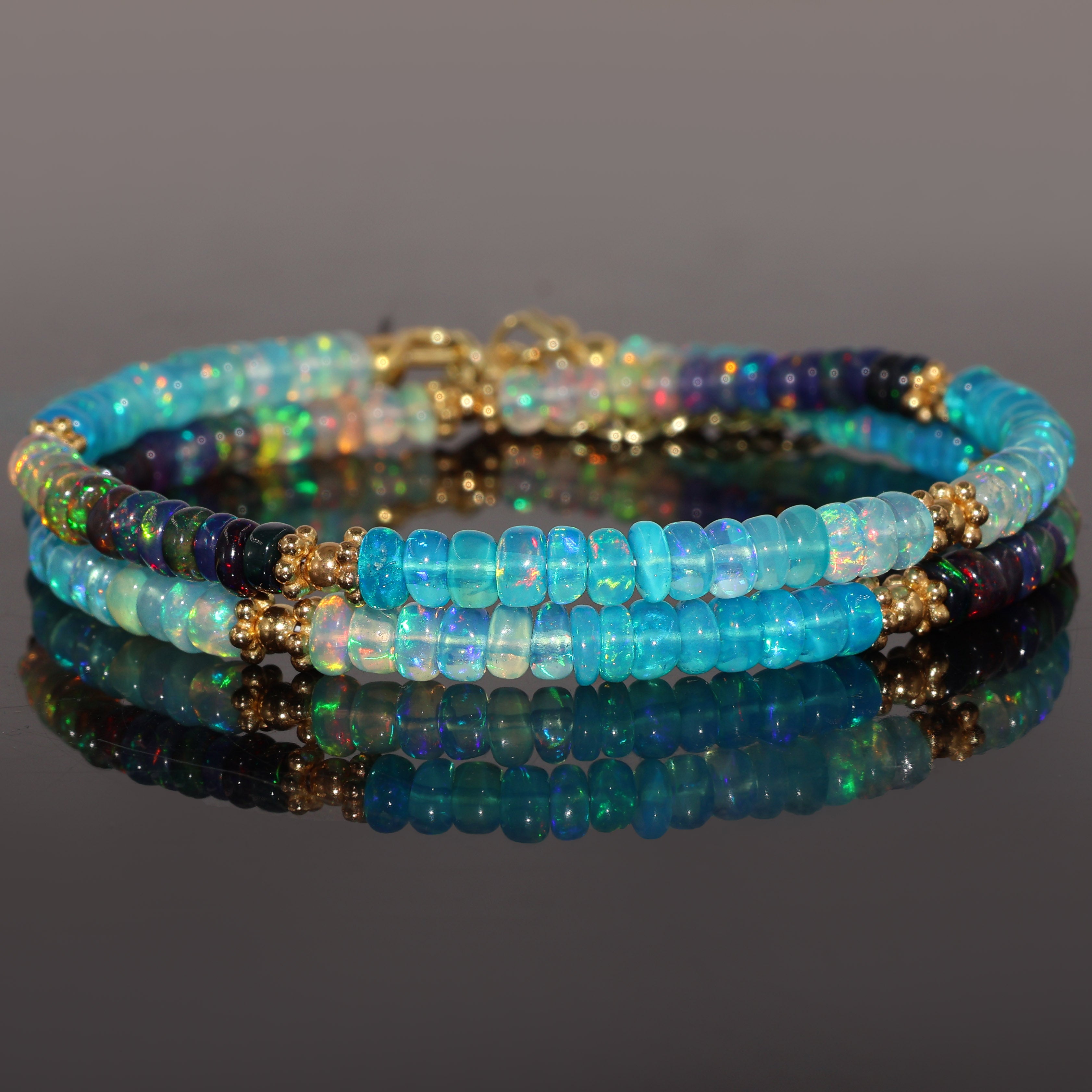 Natural Fire Multi Opal Beaded Necklace