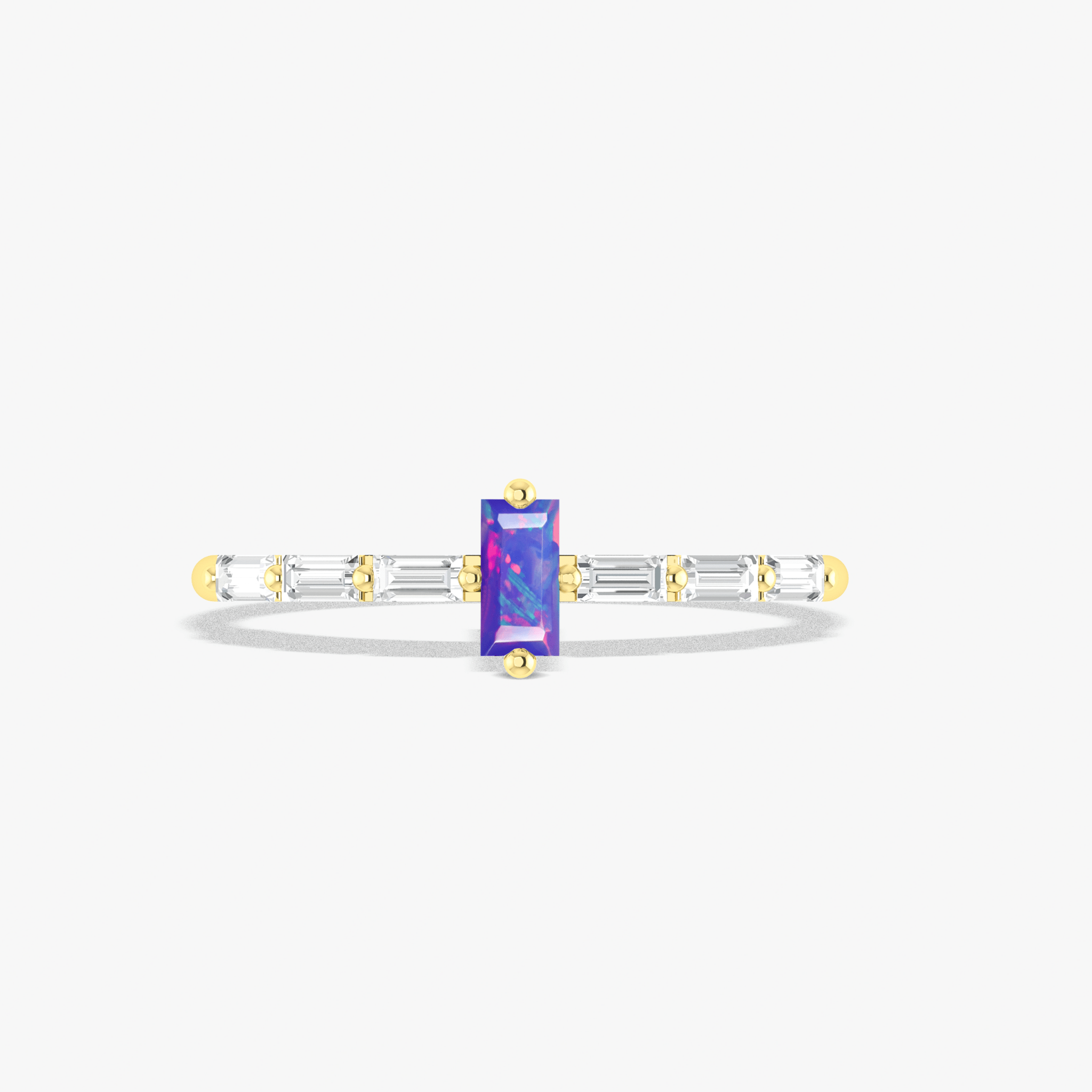 2.5X5 MM Baguette Shape Natural Lavender Opal Designer Ring - Goodstone Jewels