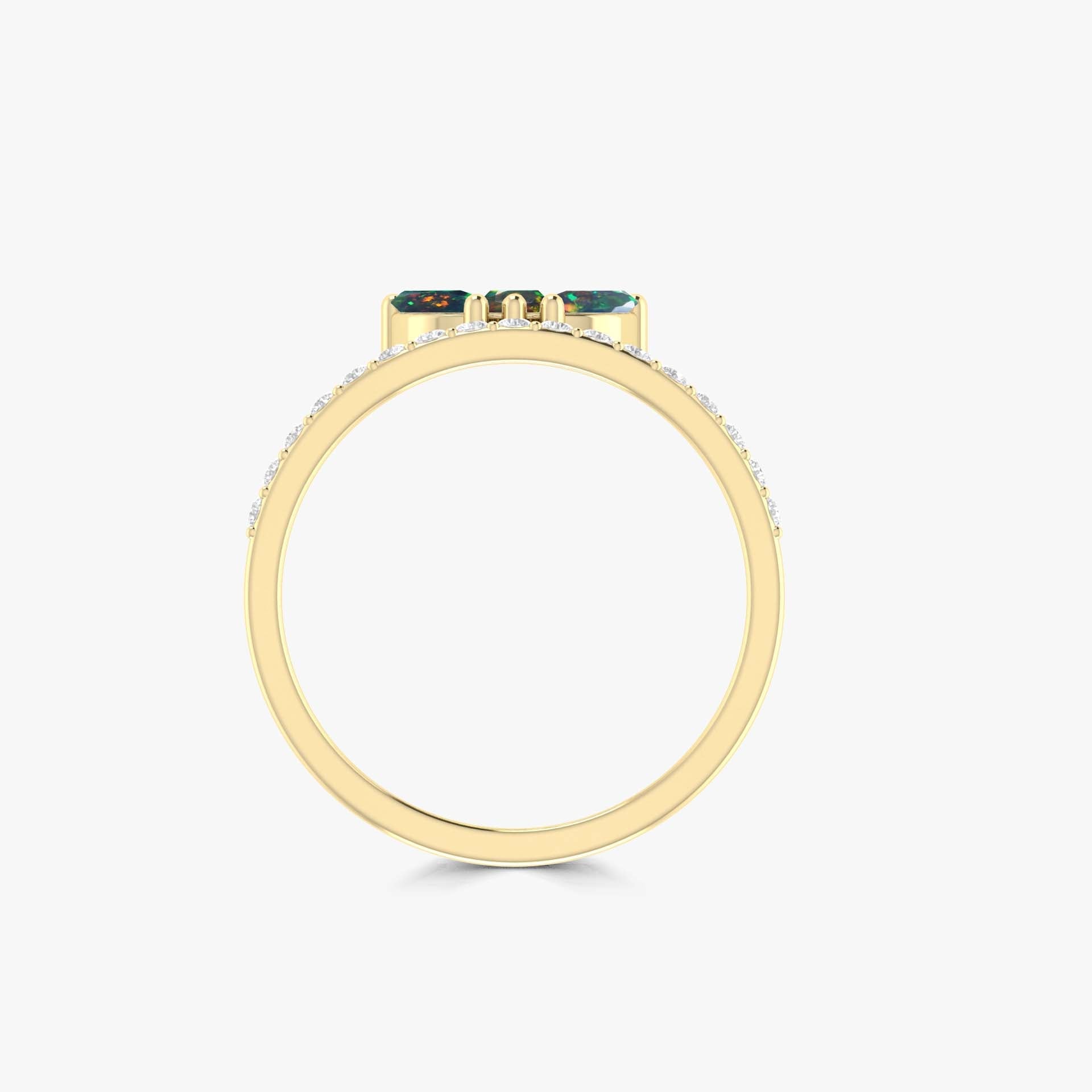 3 Marquise Black fire Ethiopian Black opal wedding statement ring - Goodstone Jewels