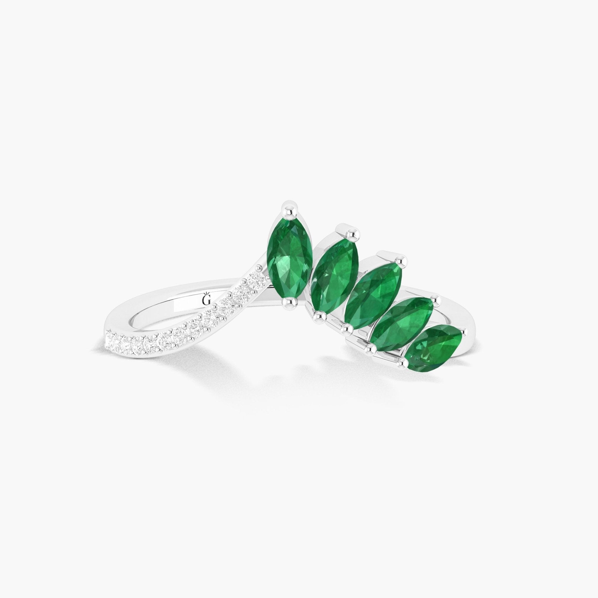 4 Marquise Shape Emerald 18K Gold Vermeil or silver ring - Goodstone Jewels