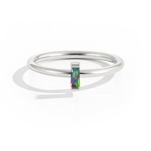 October Birthstone Black Opal Solitaire Ring
