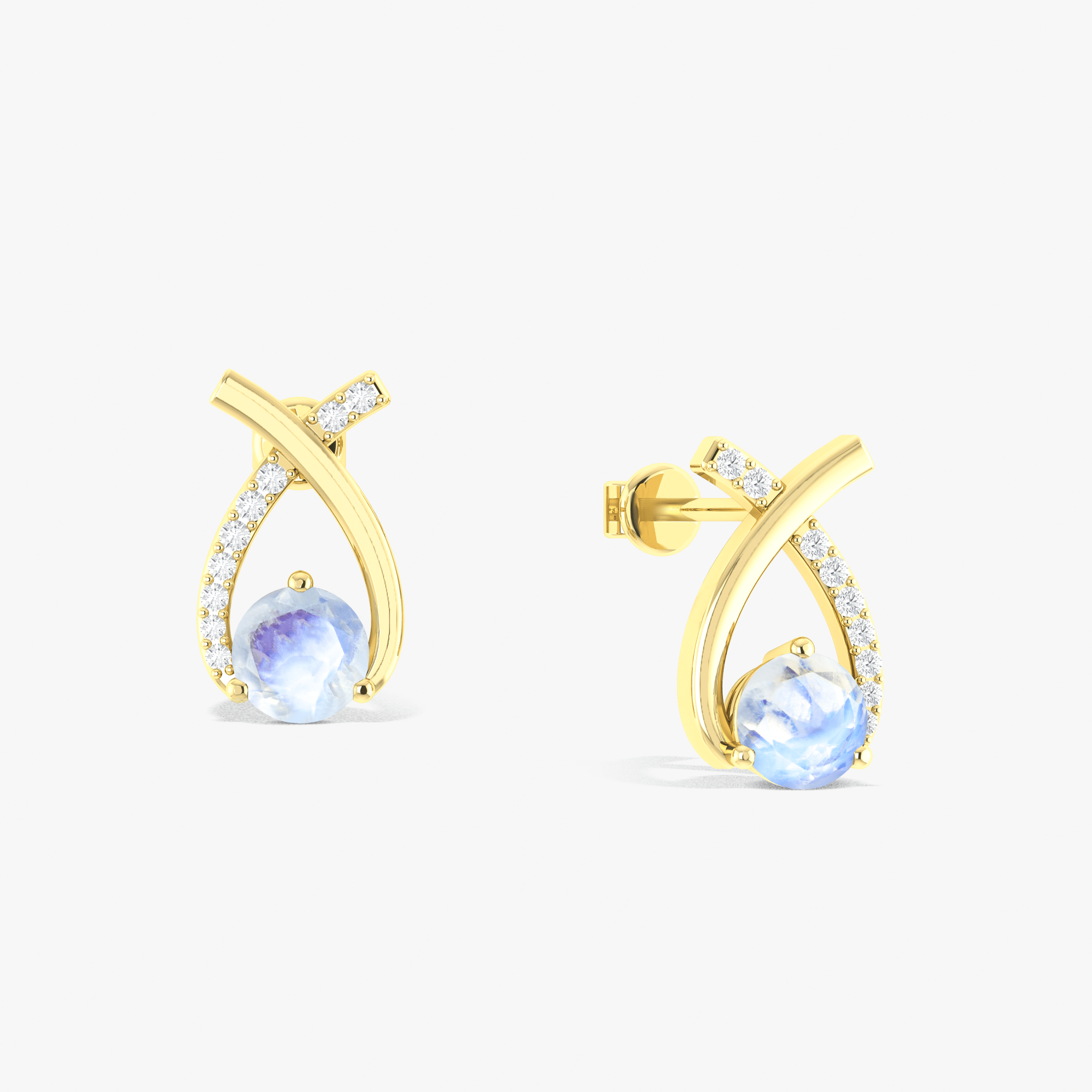 5MM Round Natural Moonstone Opal Stud Earrings - Goodstone Jewels