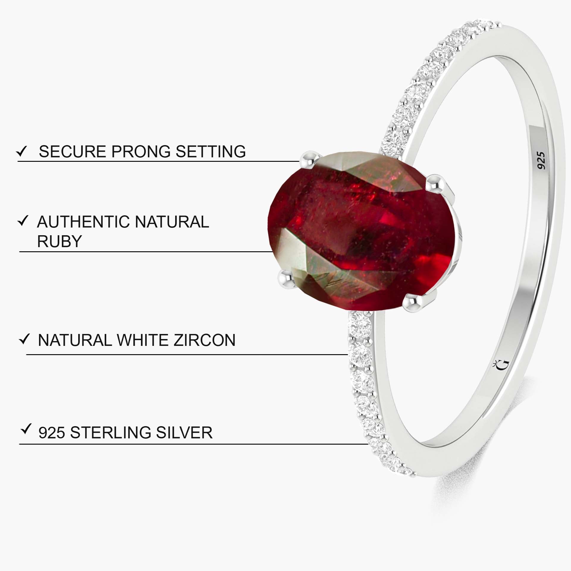 6 x 8 mm Red Rose Ruby Engagement or Statement ring - Goodstone Jewels