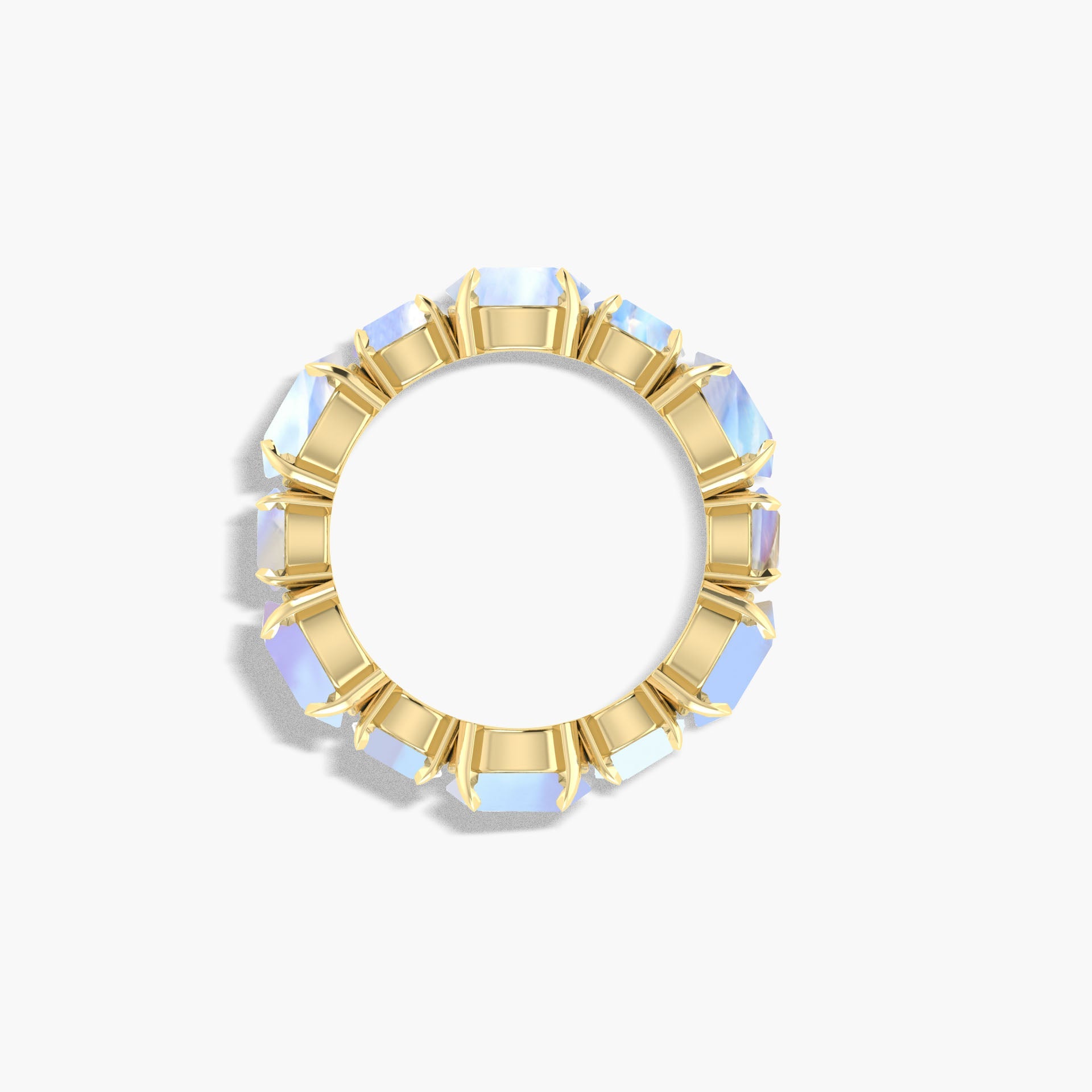 6MM Round Natural Moonstone Full Eternity Wedding Band Ring - Goodstone Jewels