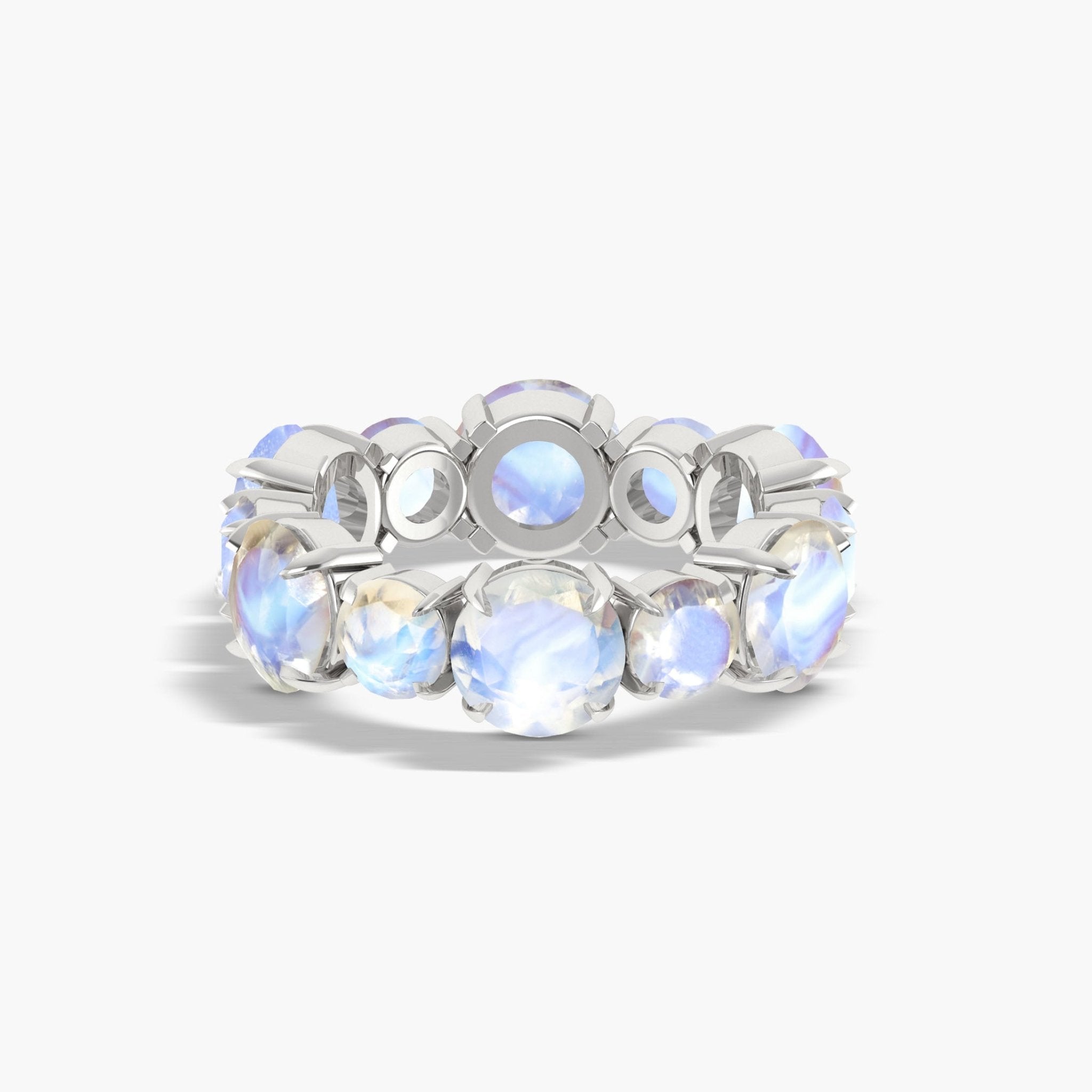 6MM Round Natural Moonstone Full Eternity Wedding Band Ring - Goodstone Jewels