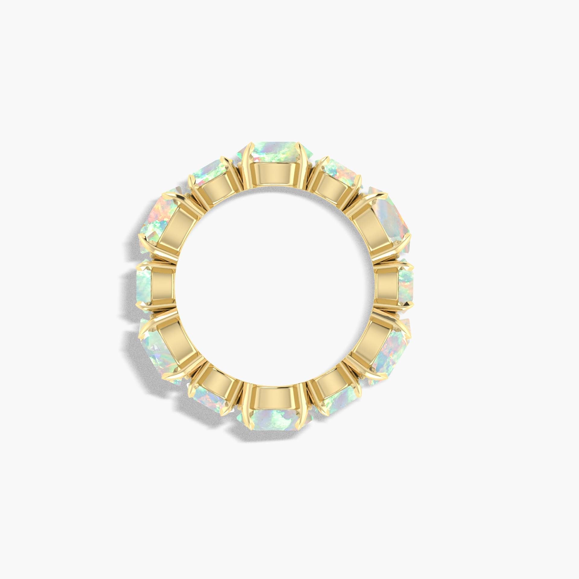 6MM Round Natural White Opal Full Eternity Wedding Band Ring - Goodstone Jewels