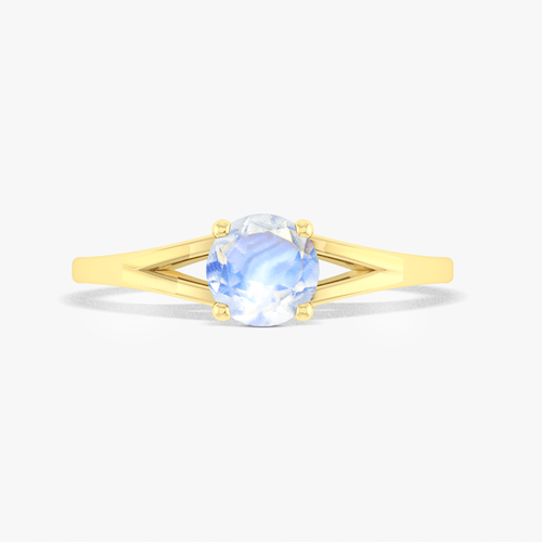 6MM Round Moonstone Solitaire Ring in Sterling Silver