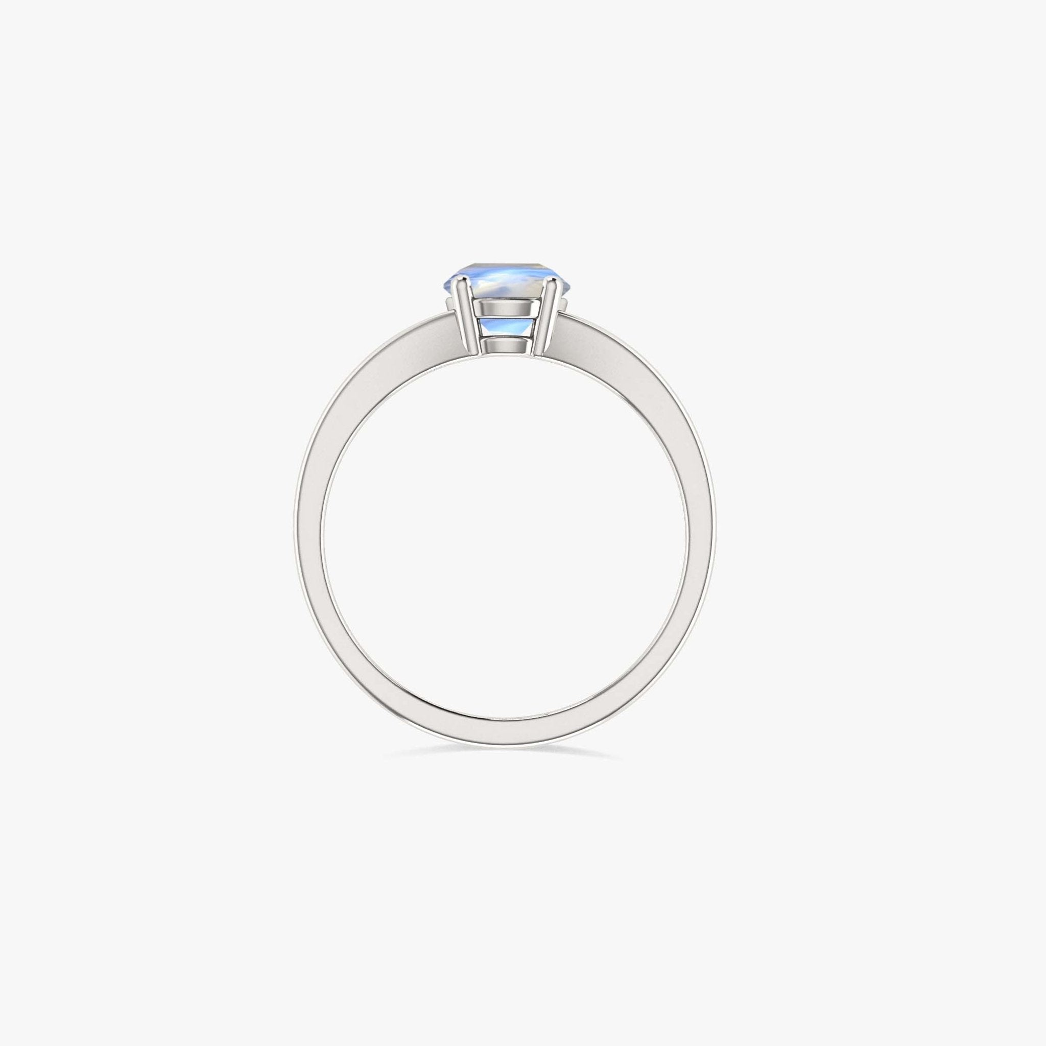 6MM Round Shape Natural Moonstone Faceted Cut Solitaire Ring - Goodstone Jewels