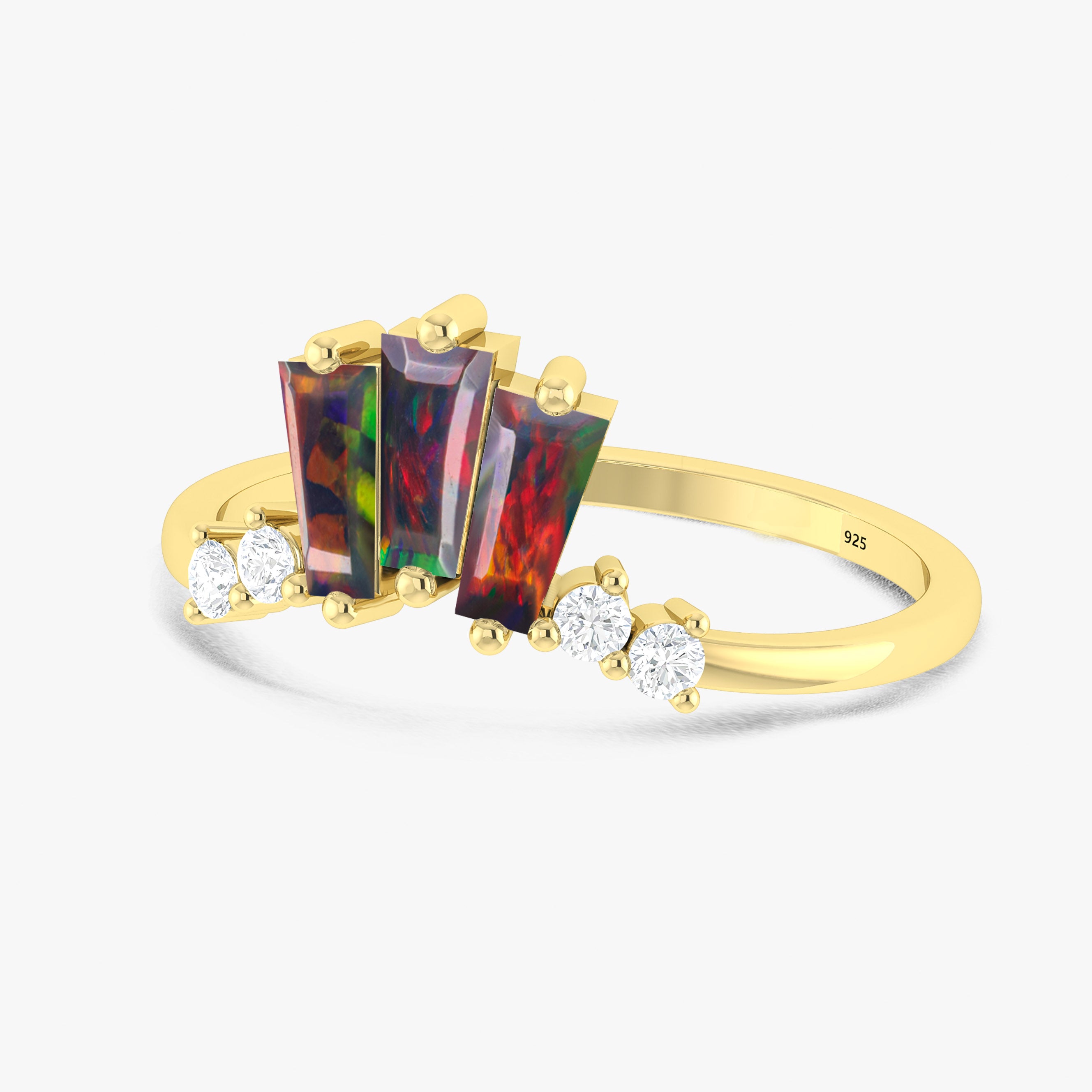 Baguette Black Opal Ring with CZ7