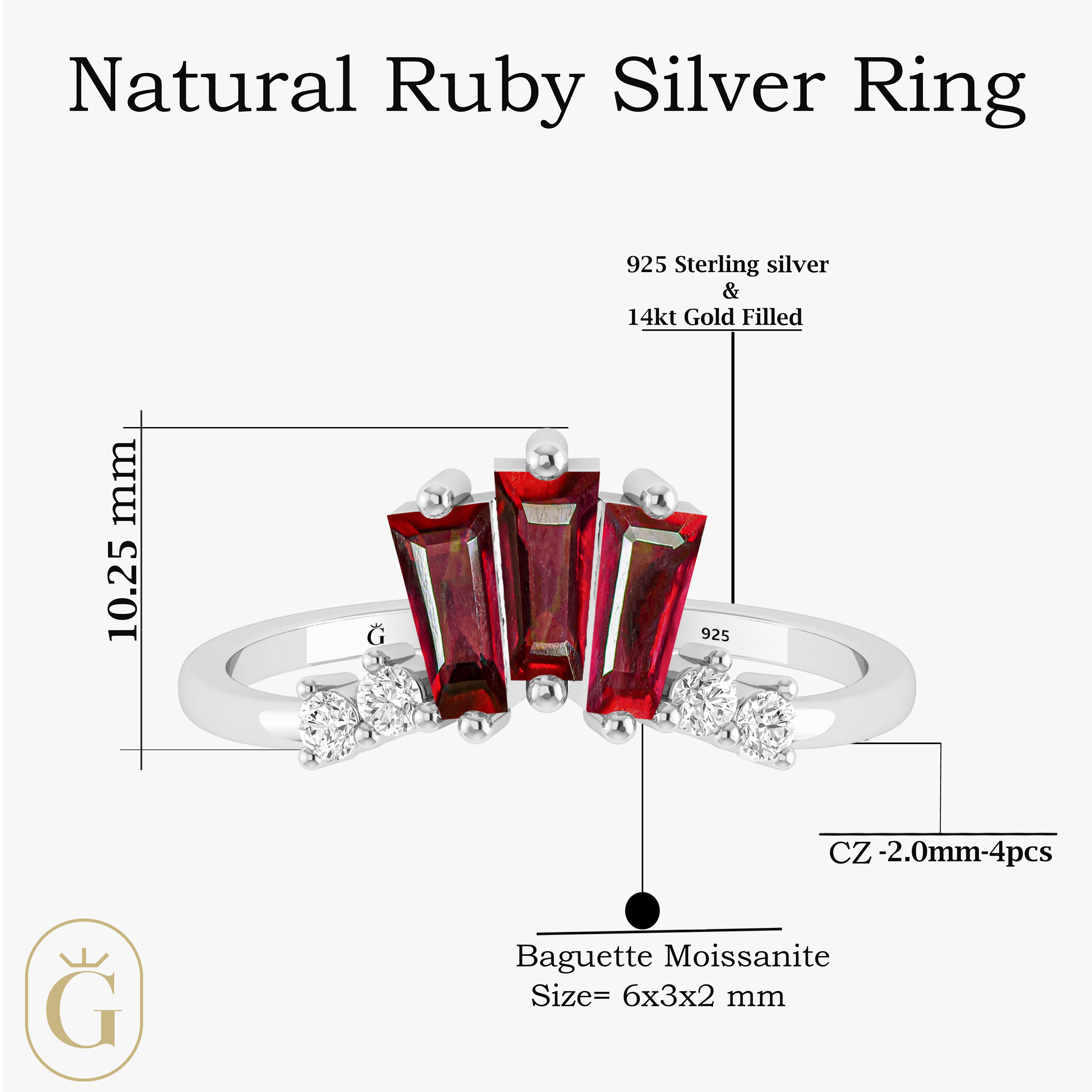 Baguette Ruby With CZ Accents Ring8
