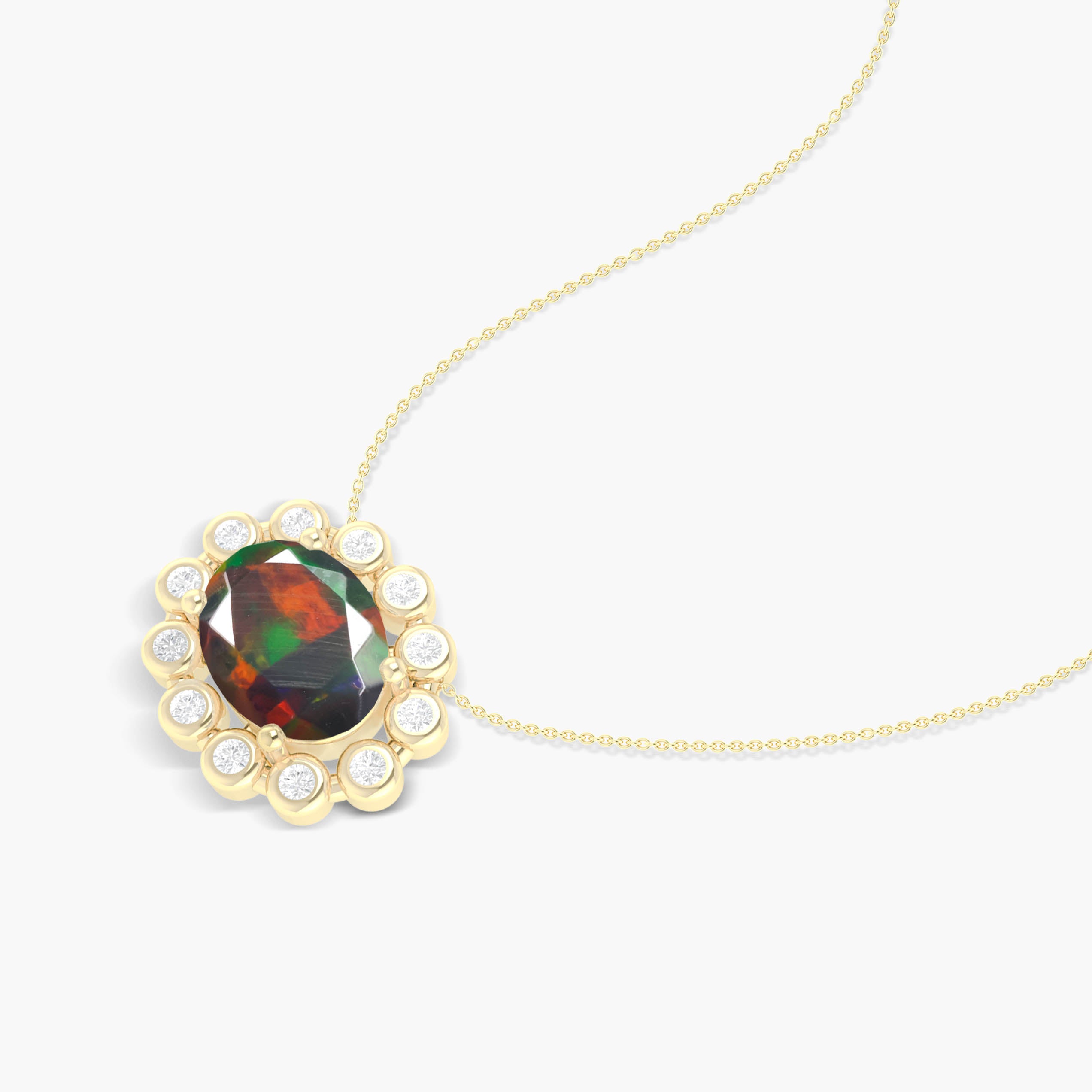 Bezel Zircon Black Opal Pendant2
